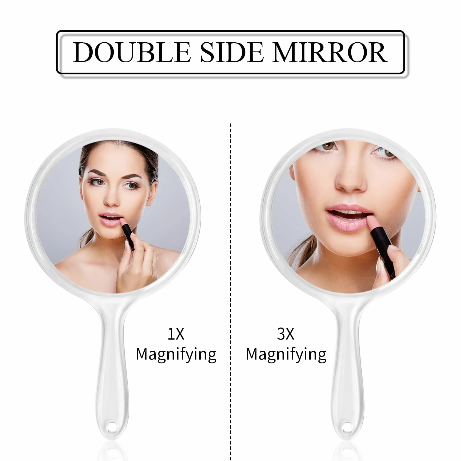 Miroir à Main Double Face Grossissant 1X/3X Ronde pour Maquillage