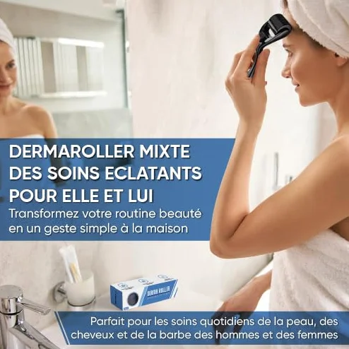 Dermaroller Microneedling 540 Micro-Aiguilles Titane Médical 0,5 mm Visage Repousse Cheveux Barbe Réduction Cicatrices Rides