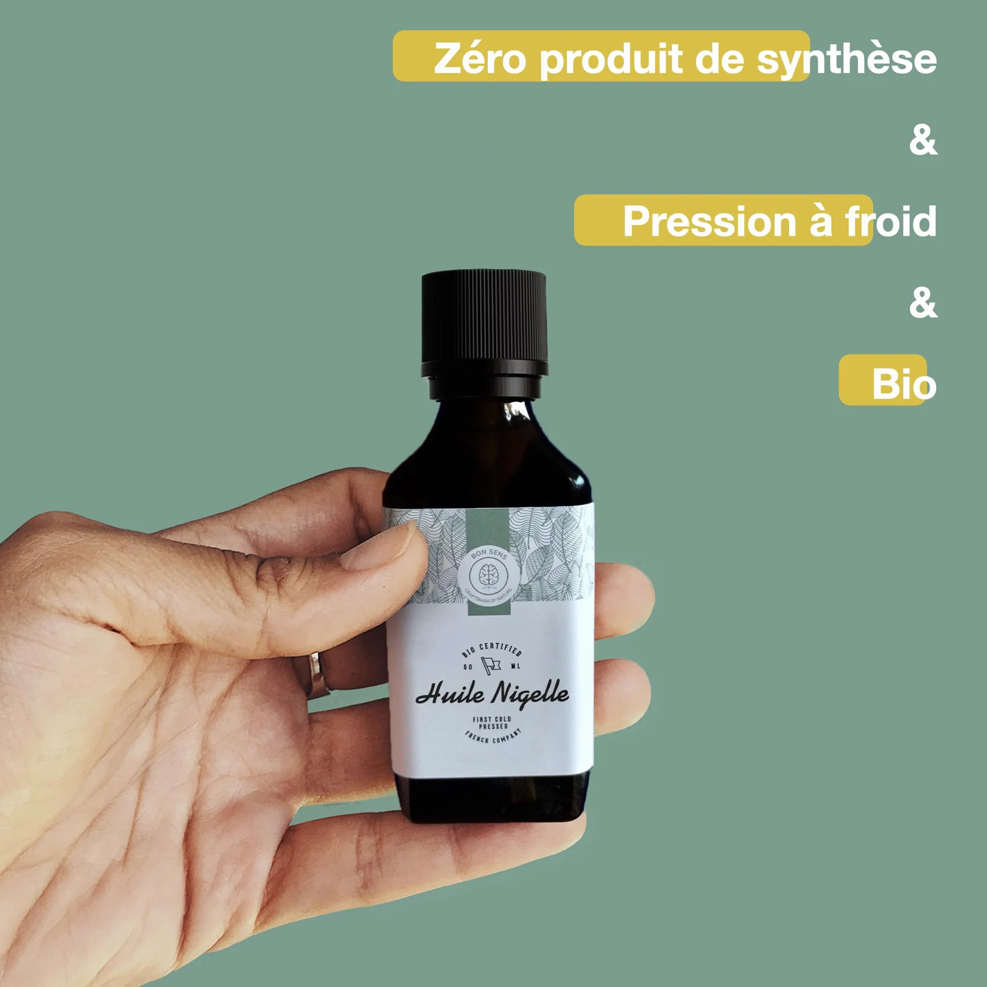 Huile de Nigelle BIO Pressée à froid Cumin noir 100% Naturelle 50ml