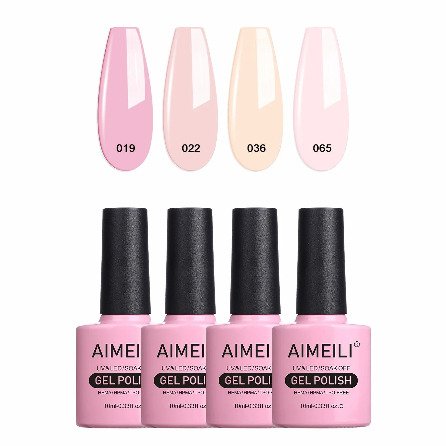 AIMEILI Lot 17 Vernis Semi Permanent Nude Rose Pastel 10ml UV LED Nail Polish Soak Off Manucure