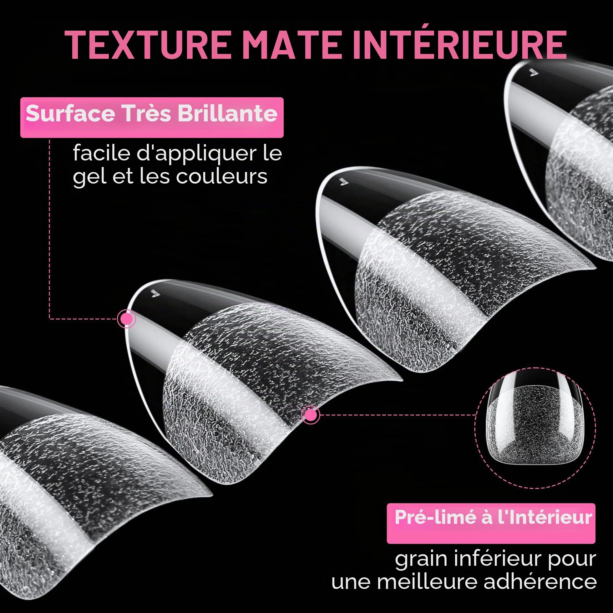 UNA GELLA Capsule Américaine Ongle Amande Court 216 Pièces 12 Tailles pour Extensions Acryliques DIY