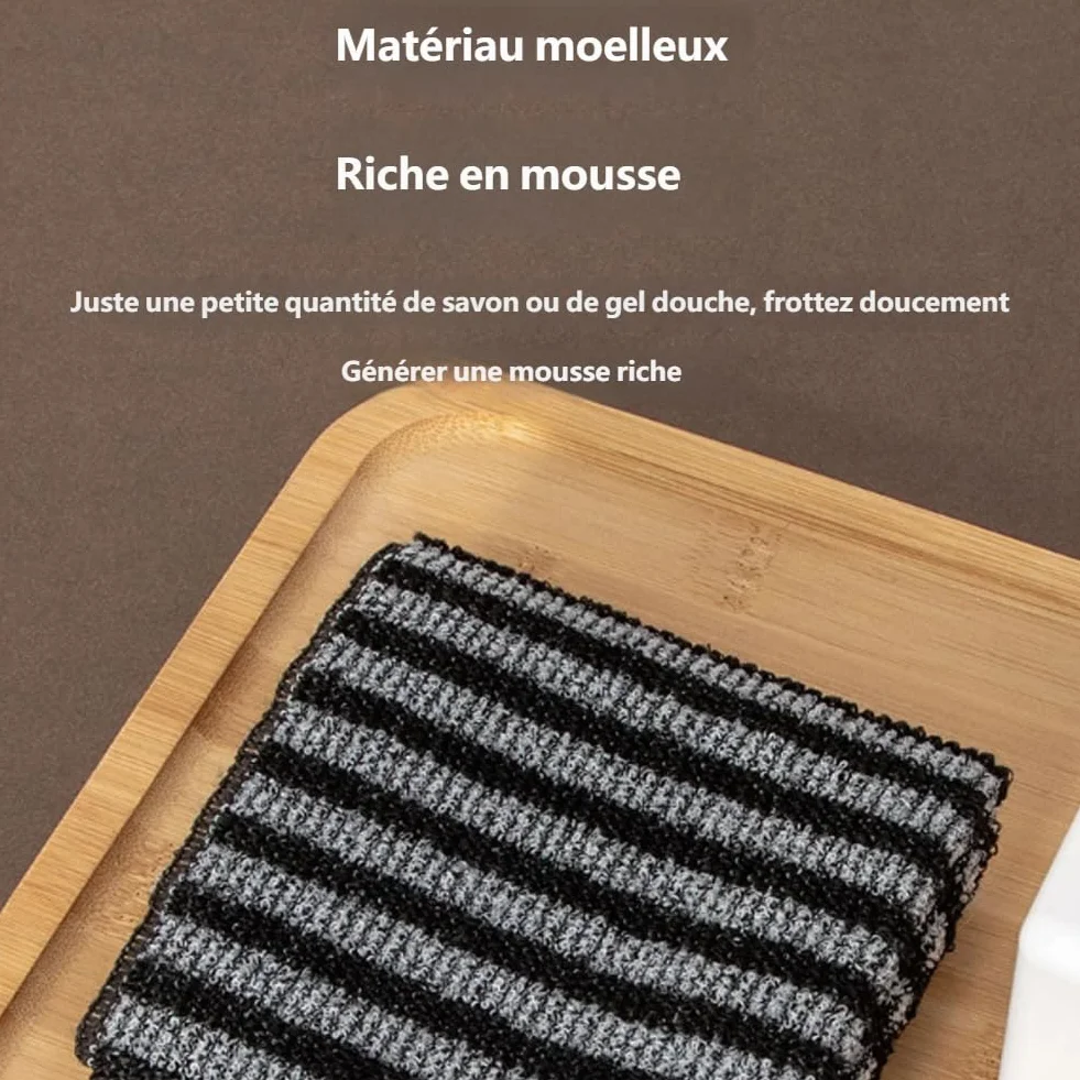 Serviette De Douche Exfoliante Ecovia, Fibres De Bambou Et Charbon Actif, Séchage Rapide