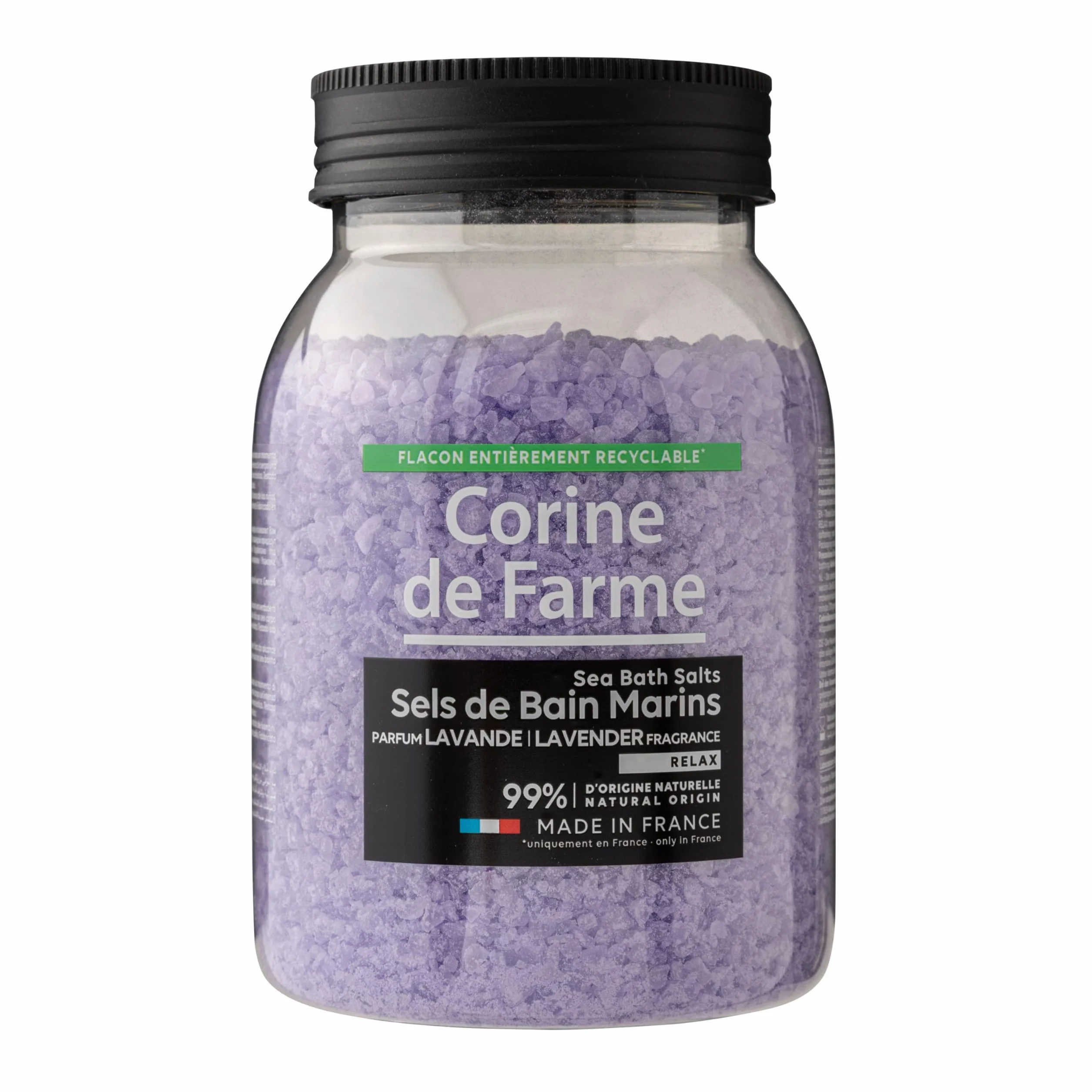 Corine de Farme Sels de Bain Relax Lavande - Détente et Bien-être Naturel - Formule Apaisante aux Huiles Essentielles - Bain Aromatique