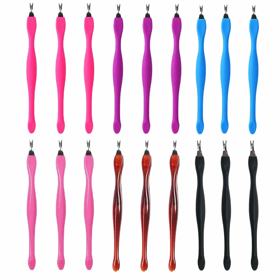 Cuticule à Ongles Fourches 18 Pcs, Pousseurs Cuticulaires Double Tête, Trimmer Pusher pour Manucure