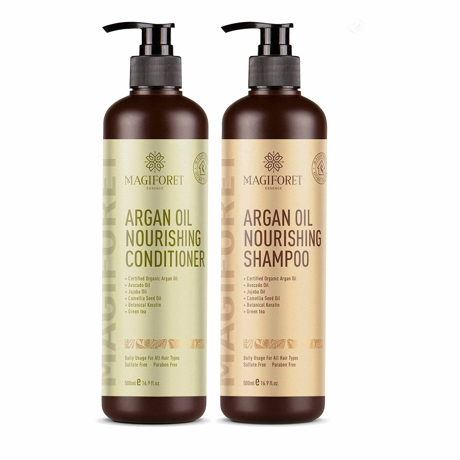 Argan Oil Shampoo and Conditioner Set (2 x 16.9 Oz) - MagiForet Organic Shampoo & Conditioner Sulfate Free - Volumizing & Moisturizing (Sets)