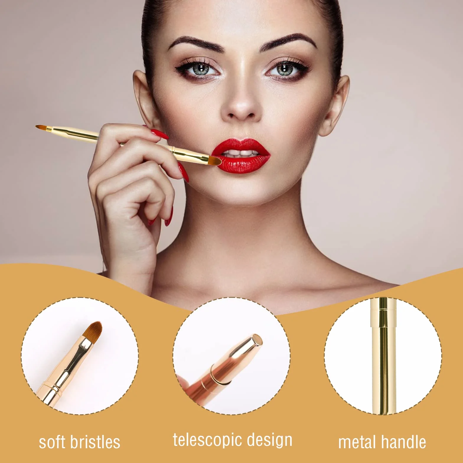 Lot de 2 pinceaux à lèvres rétractables double extrémité pour rouge à lèvres et gloss