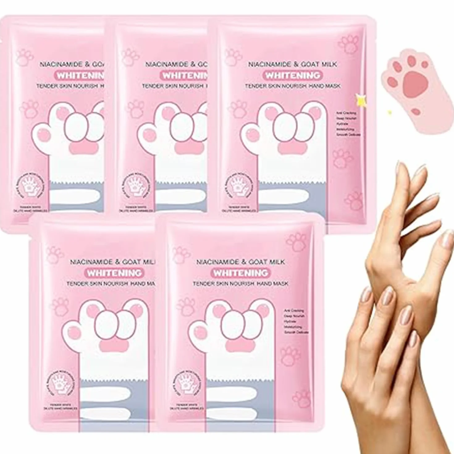 Masques hydratants au lait de chèvre pour les mains - Gants hydratants mains sèches gercées - Masque blanchissant mains