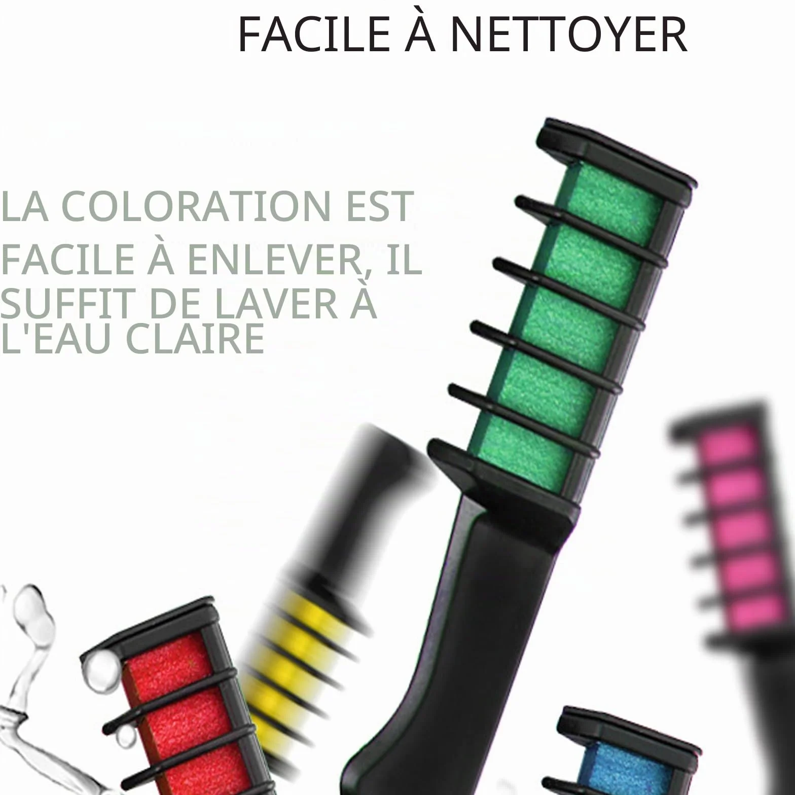 Craie Capillaire Lavable 10 Couleurs Peigne à Cheveux Teinture Temporaire Fête Cosplay