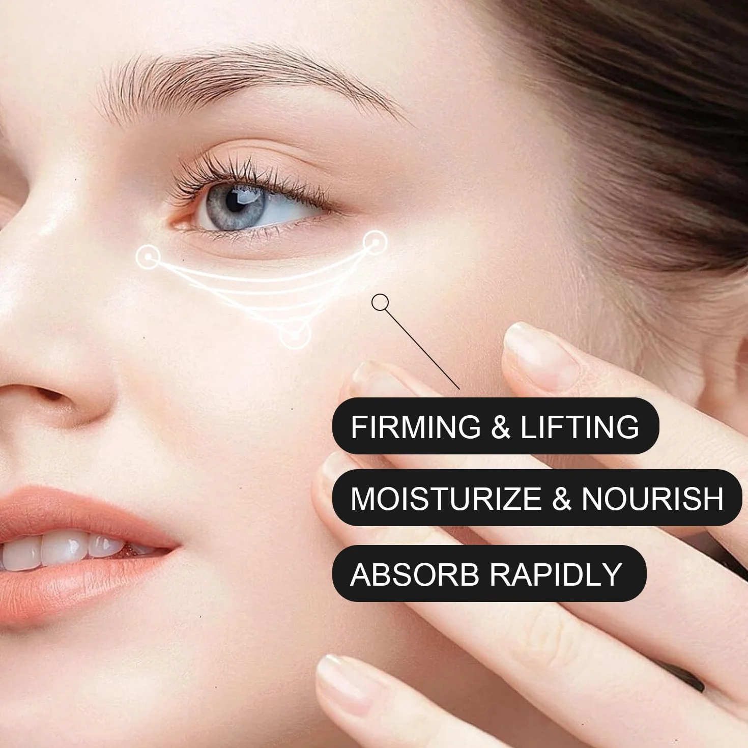 Crème contour des yeux à la caféine avec bille rotative 360°, sérum anti cernes et poches