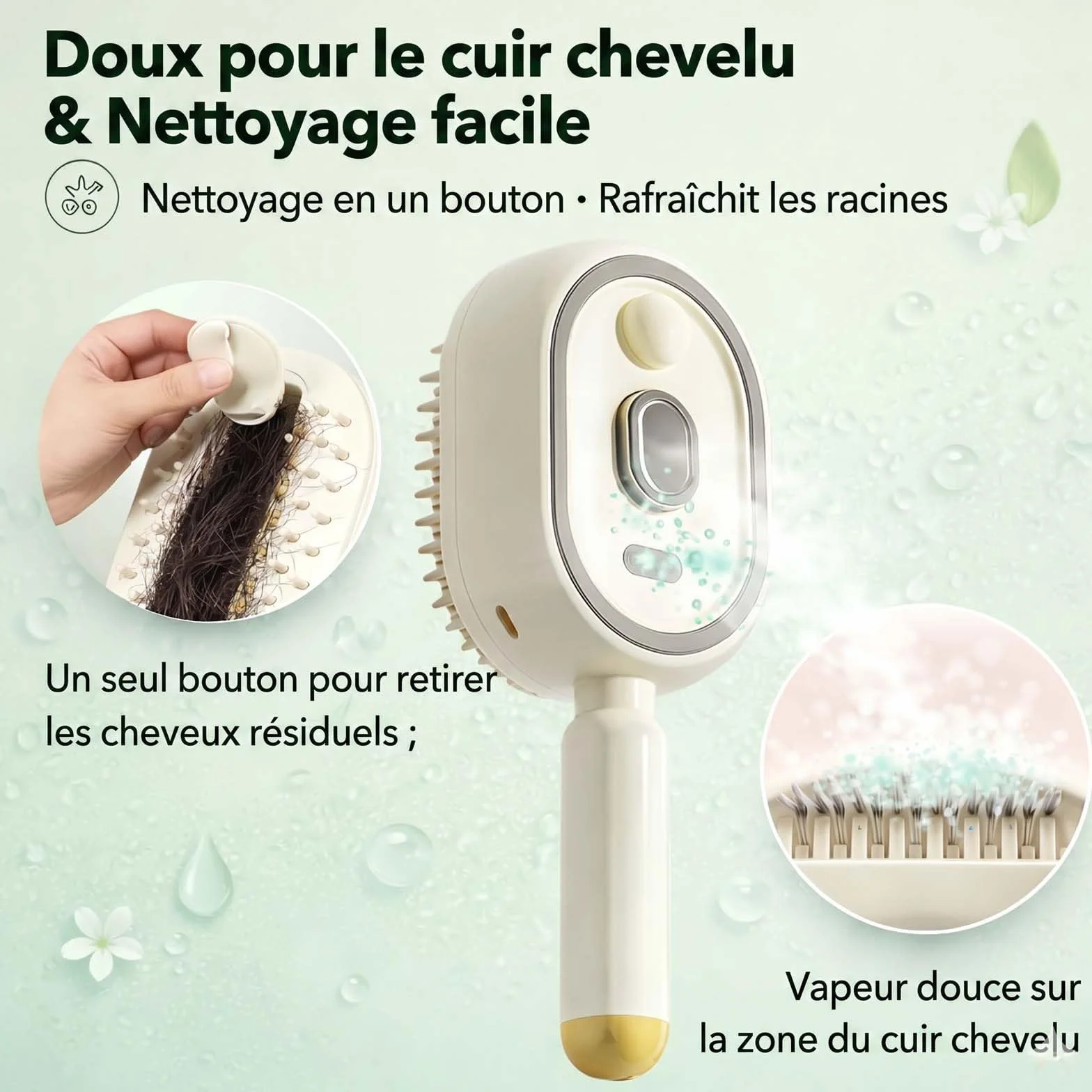 Electric Spray Air Cushion Massage Comb, Rechargeable Detangling Steam Brush for Short Hair, Reduce Frizz (Purple)