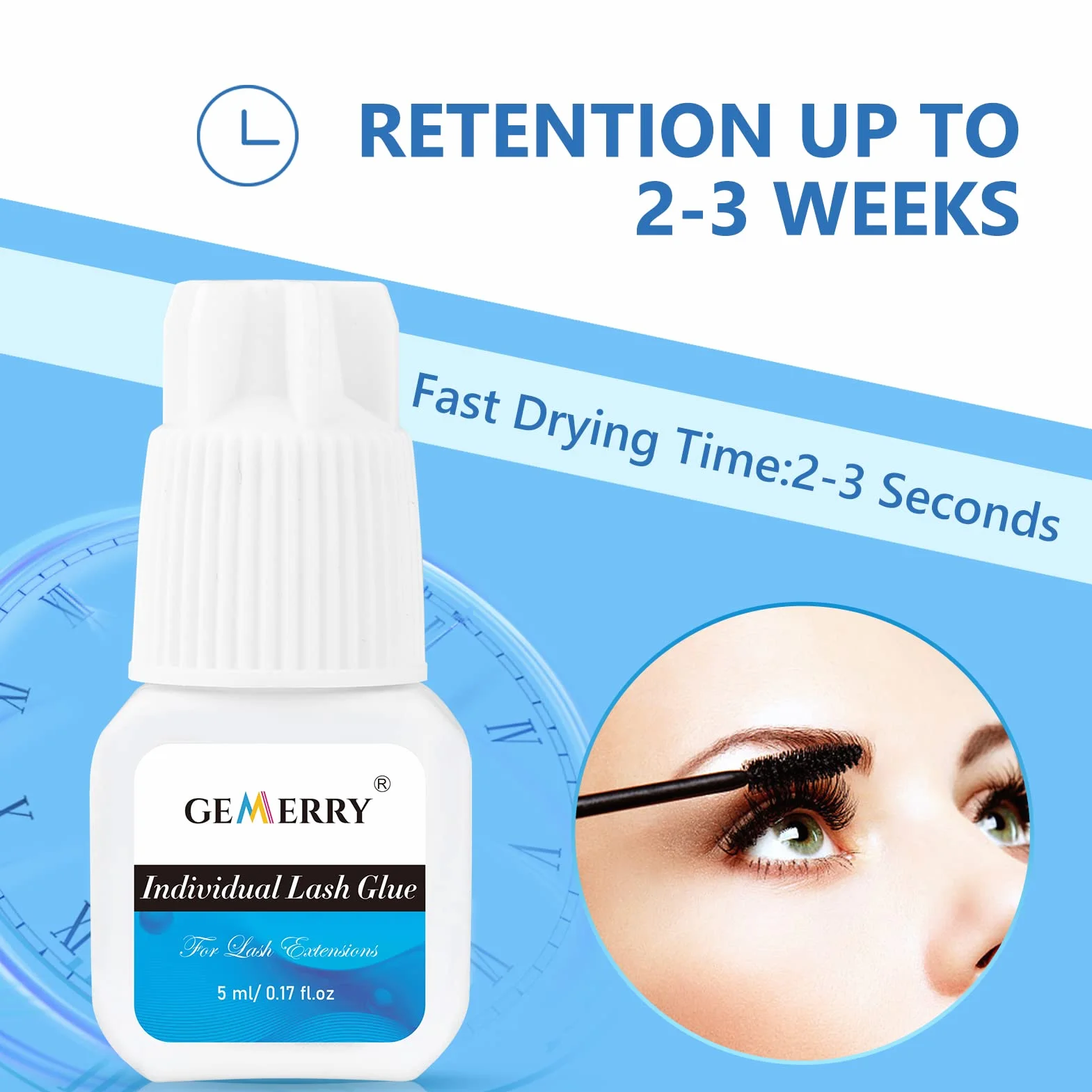 GEMERRY Colle à Cils Longue Durée 5ML Adhésif pour Extension Lash Imperméable