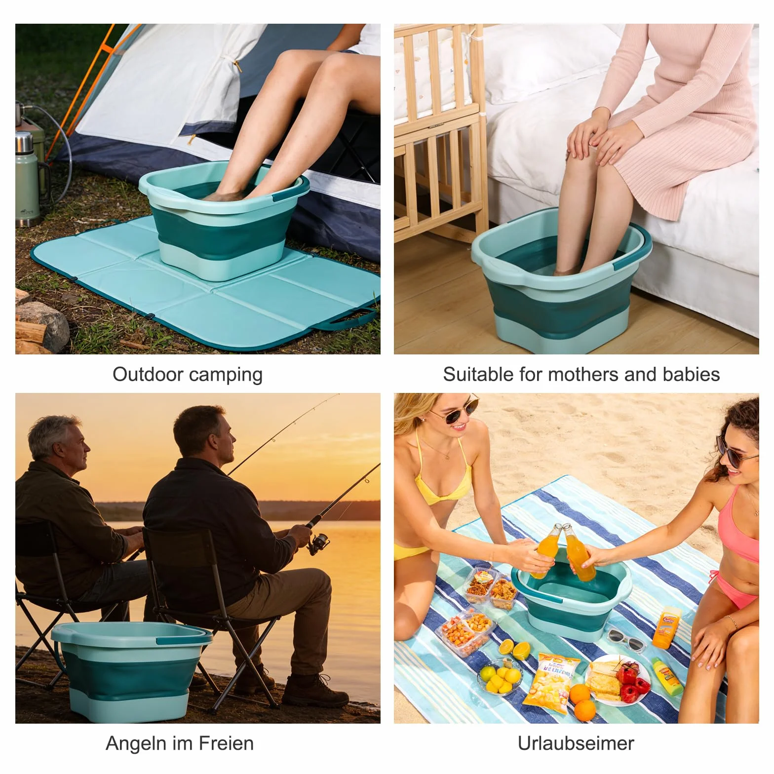 Bain de Pied Plié,Vleuexe Bassine Pied avec Poignée de Transport,Bassine 15 L,Baignoire pour Pieds avec 120 Picots de Massage,Grand Seau Bain de Pieds Parfait pour des Bains de Pieds relaxants Spa