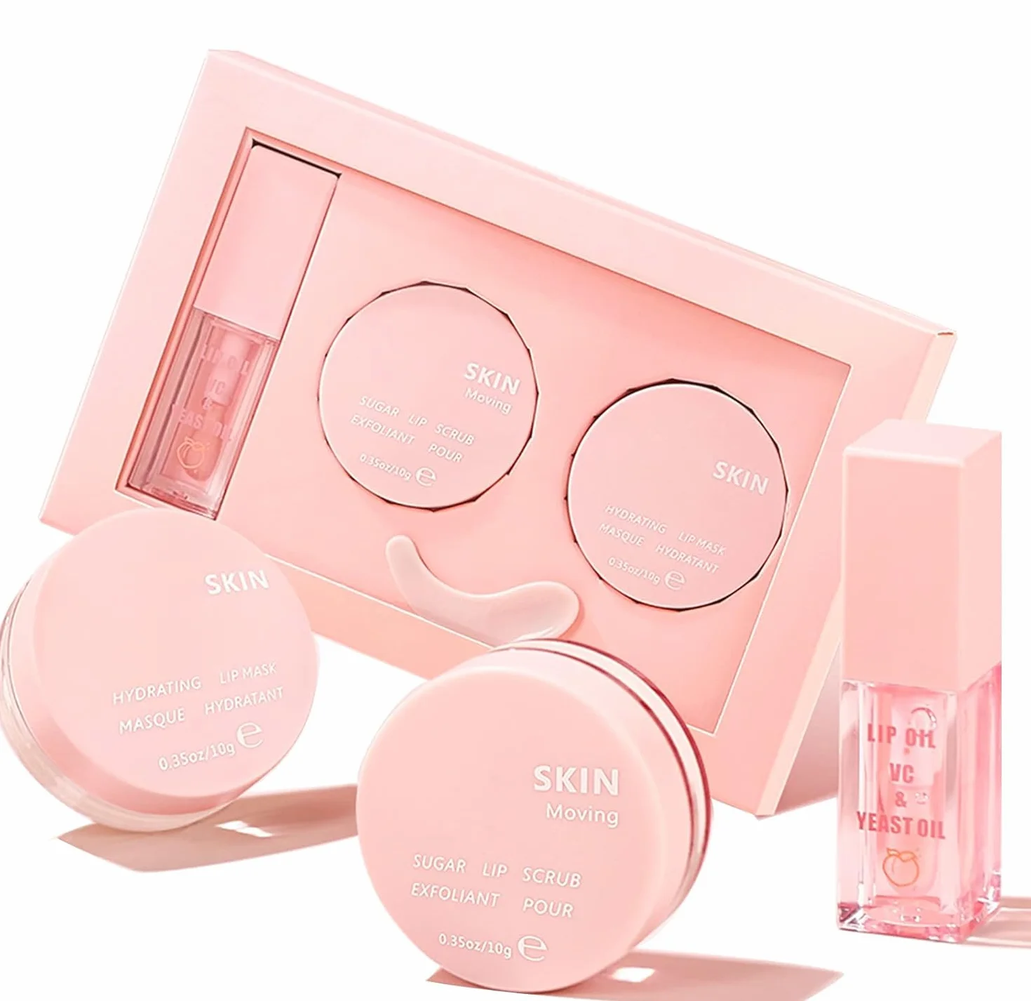 Kit Soin des Lèvres 3pcs - Huile Hydratante, Masque, Gommage Exfoliant