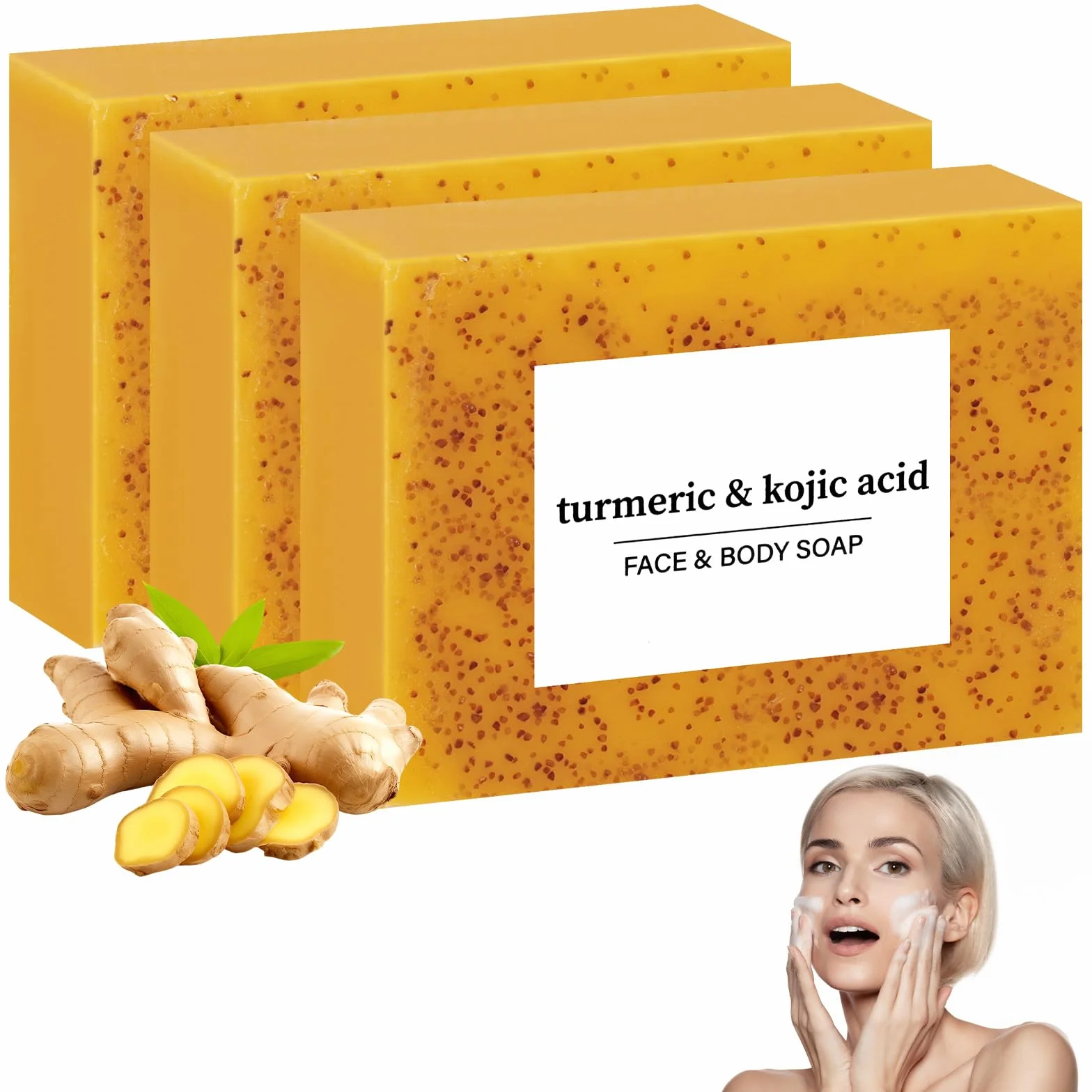 LOPHE Savon au Curcuma et Acide Kojique Éclaircissant Intense - Hydratation Profonde pour Corps et Visage