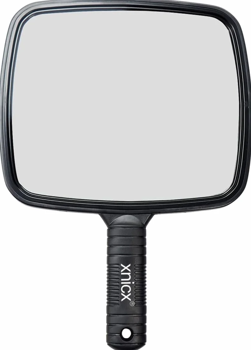 Miroir à Main Professionnel avec Poignée, Miroir Maquillage Ovale Portable 20.1x31cm Noir
