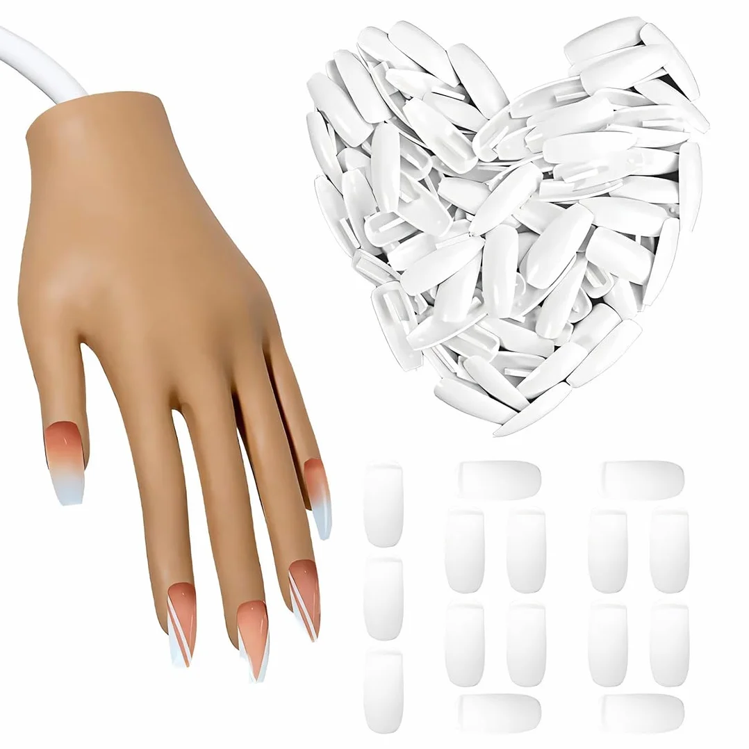 100 mains artificielles pour la pose d'ongles, ongles interchangeables pour la pose d'ongles, set de doigts professionnels pour l'art de l'ongle, blanc