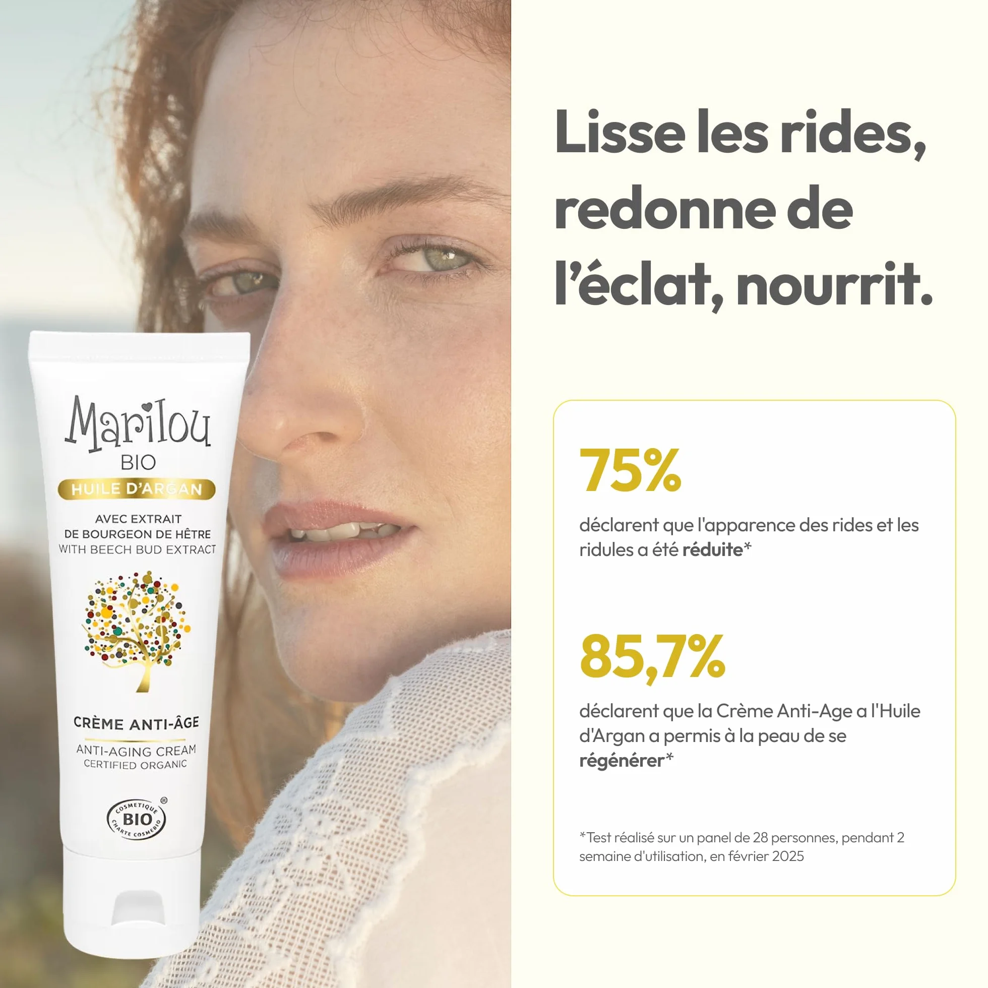 Marilou Bio Crème visage Anti-âge à l'Huile d'Argan bio 50ml 99% ingrédients d'origine naturelle