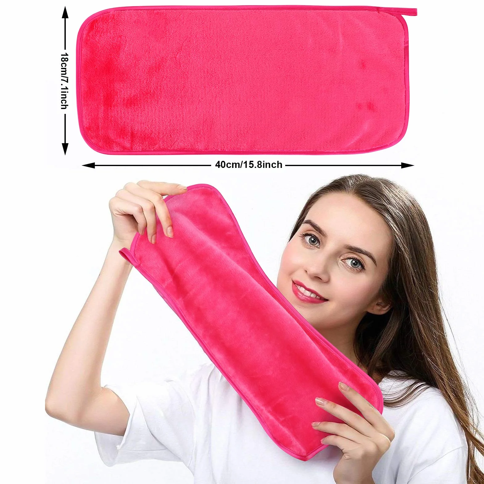 Chiffon Démaquillant Réutilisable en Microfibre, 5 Pièces, Tampons de Visage Lavables et Absorbants