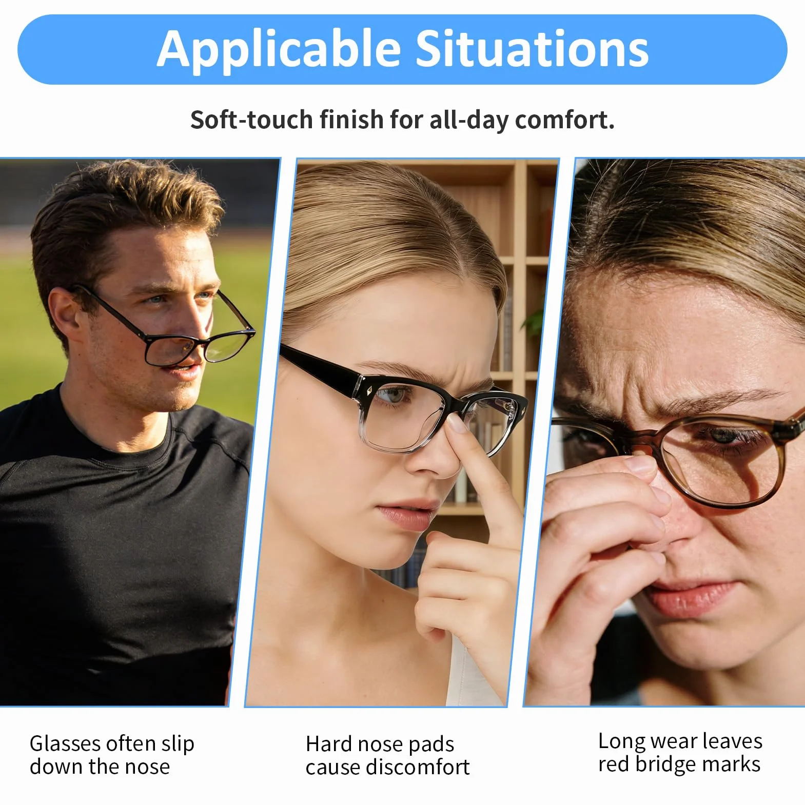 Coussinet Lunettes Nez Silicone Autocollant D-Type 30 Paires Transparent Anti-Glissement Anti-Maquillage