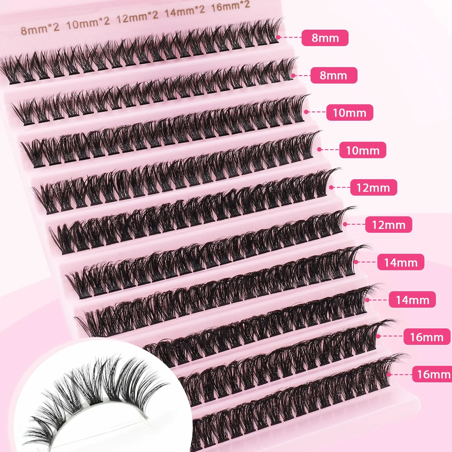 Glowing Win Faux Cils Individuel Kit 60D Extension de Cils Professionnel avec Colle de Cils Bouquet DIY Cluster Lashes