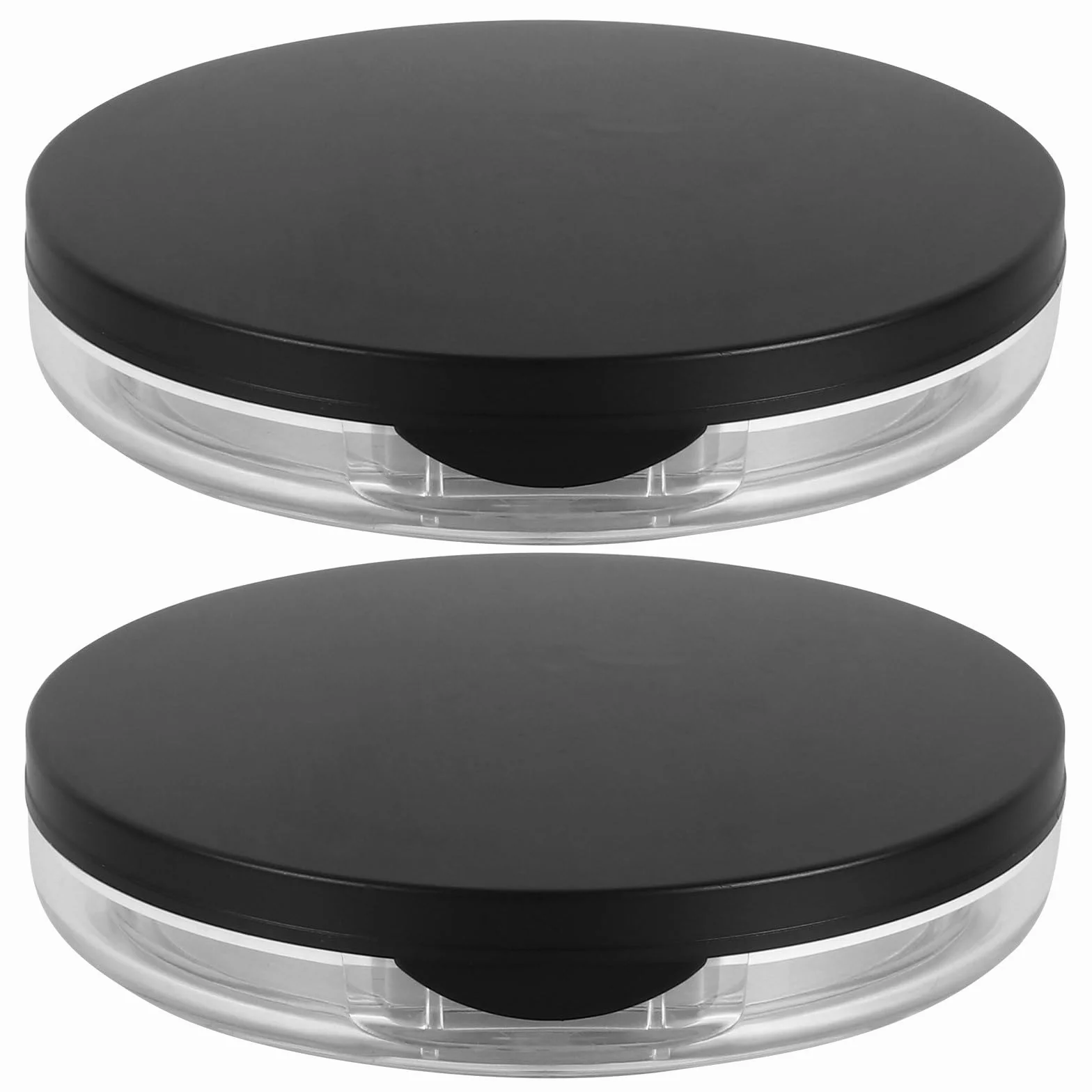 Lot de 2 boîtes à vides pour fond de teint, boîte à miroir fond de teint avec miroir, récipient à de voyage, noir