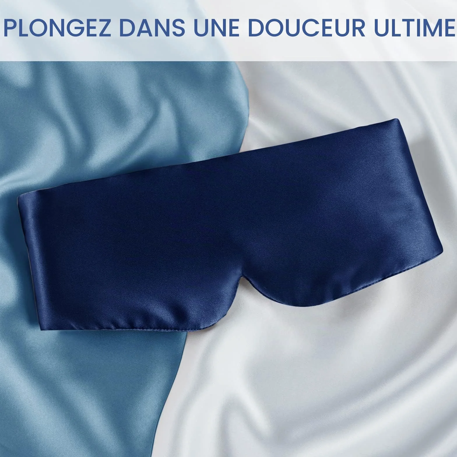 Masque de sommeil 100% soie de mûrier OLESILK avec bandeau réglable Bleu Marine