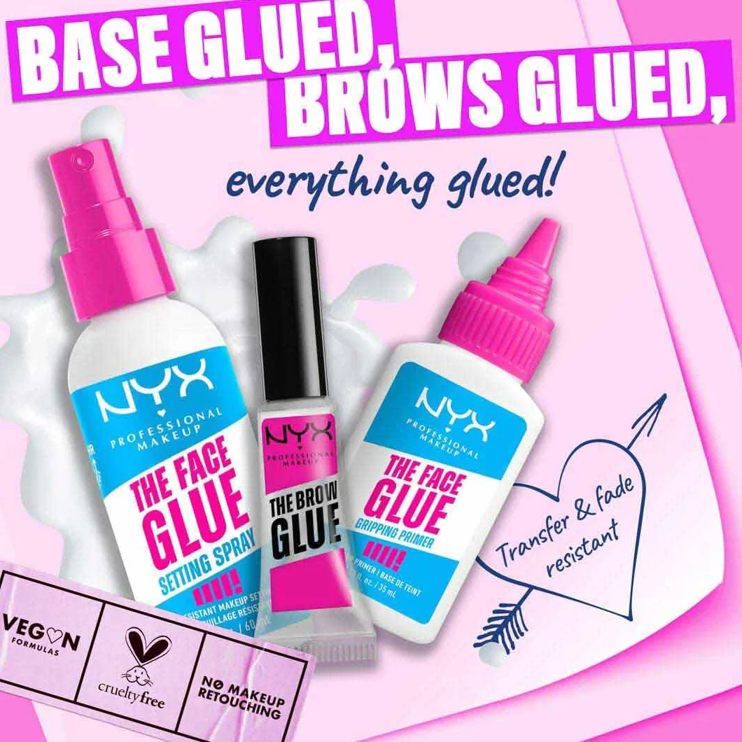 NYX Professional Makeup The Face Glue Setting Spray 60ml Fixateur de Maquillage Résistant aux Transferts Waterproof Tenue Longue Durée 24H Vegan