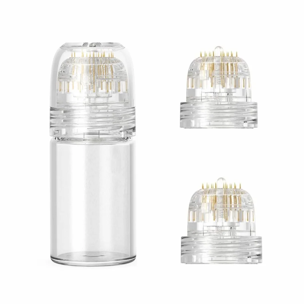 Derma Stamp Hydra Système de micro-pointes avec 2 têtes en titane doré, configurations de profondeur de 0,25 mm, applicateur réutilisable pour le rajeunissement de la peau