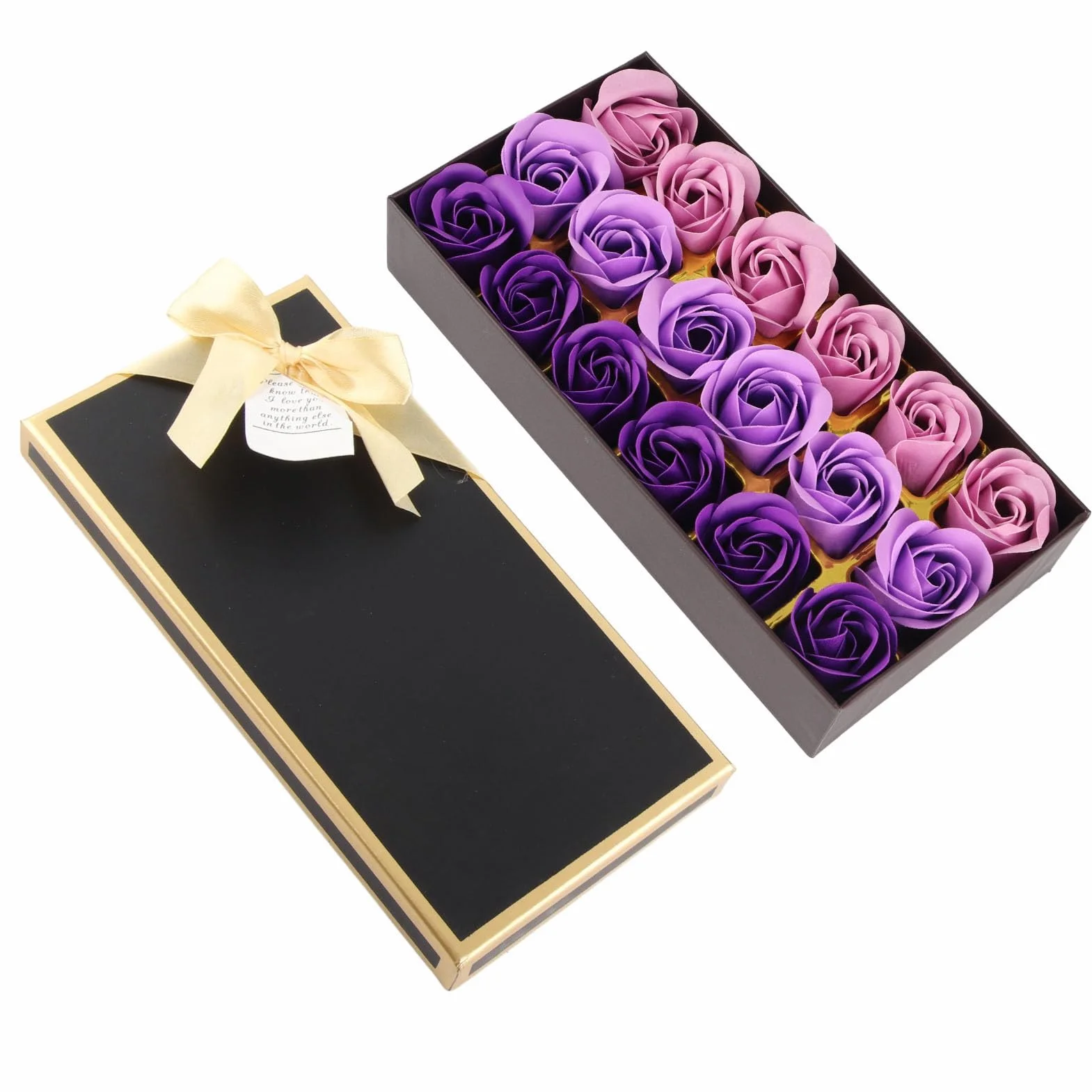 Coffret Cadeau Romantique Savon Rose Dégradé Violet Fait à la Main 18 Fleurs de Jouet