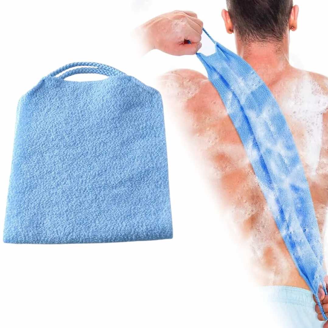Brosse pour se Laver le Dos, Sangle Lave Dos, Tampon Exfoliant Dos, Bleu