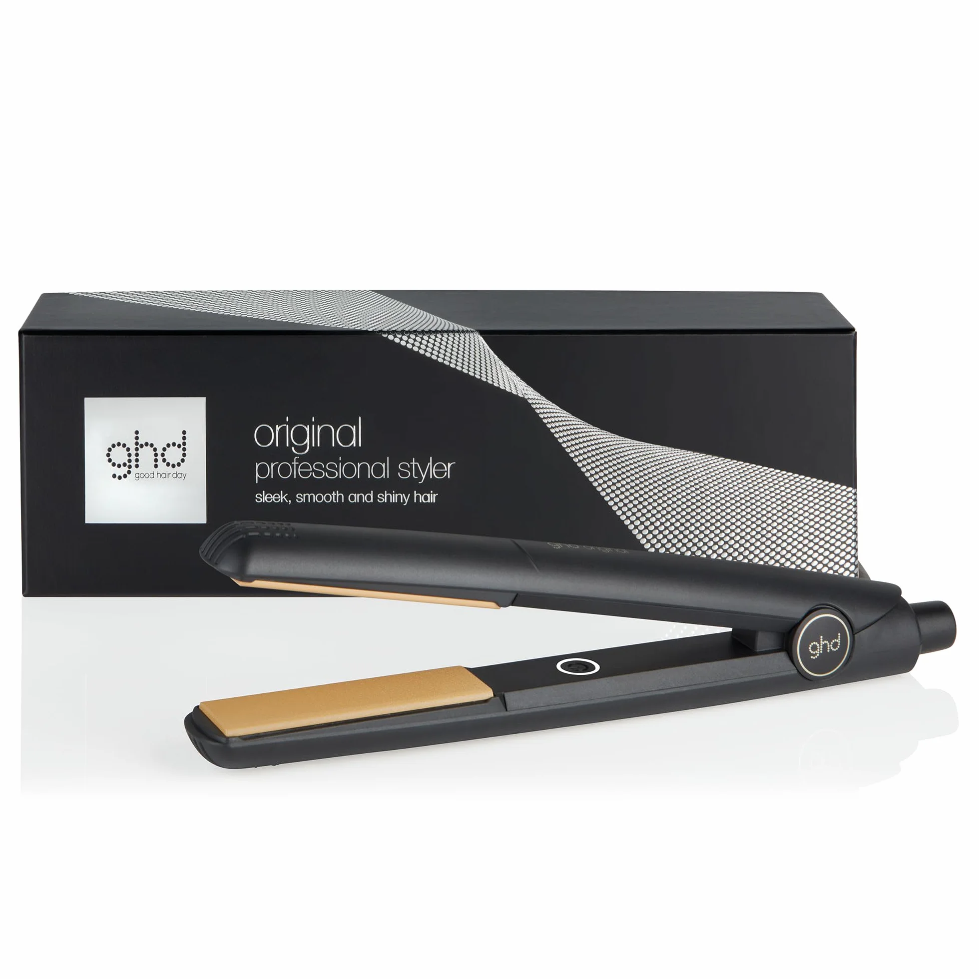 ghd Lisseur cheveux original Fer à lisser professionnel Noir Cheveux lisses doux brillants sans chaleur extrême Lisseur boucleur design arrondi