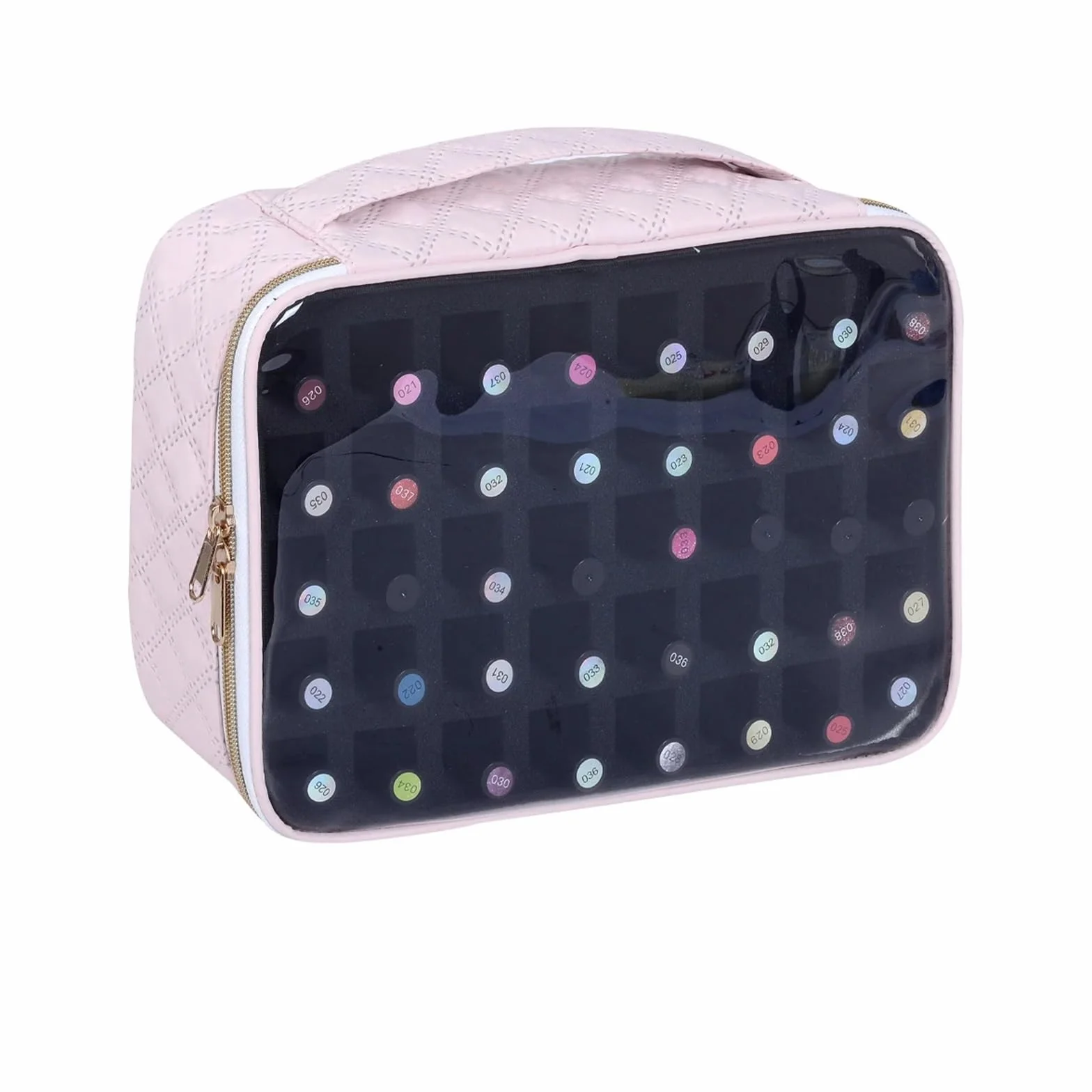 Rangement Onglerie,Rangement Vernis A Ongle 1 boîte de rangement transparente for vernis à ongles - Coffret voyage 40 flacons, en polyester et coton résistant, idéale les amateurs d'ongles(Pink)