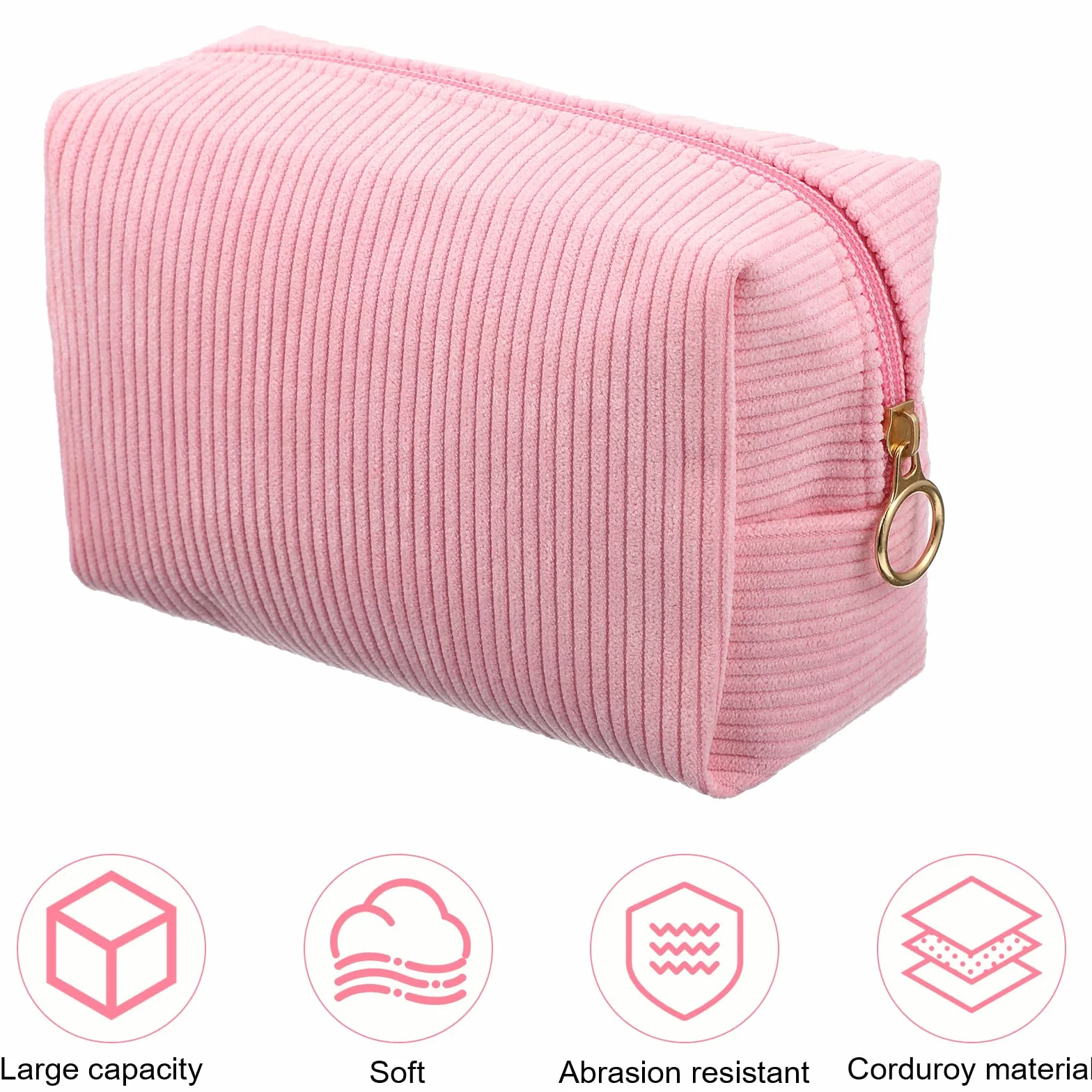 Petite trousse de maquillage pour femme - Fermeture éclair - Grande capacité - Accessoire de voyage - Multifonction, Rose