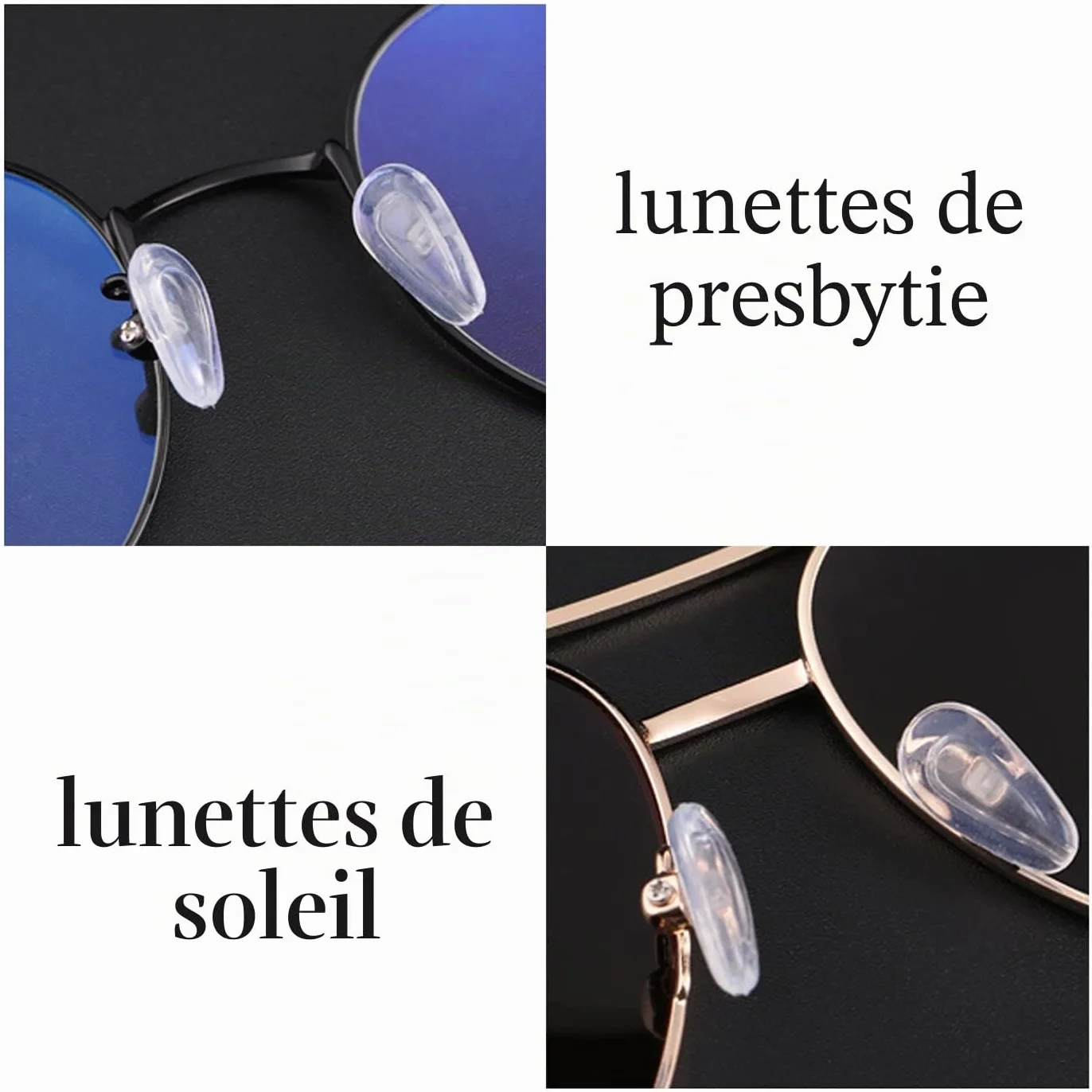 Plaquettes de Nez de Lunettes en Silicone 25 Paires, Kit de Réparation avec Vis Pincette et Chiffon