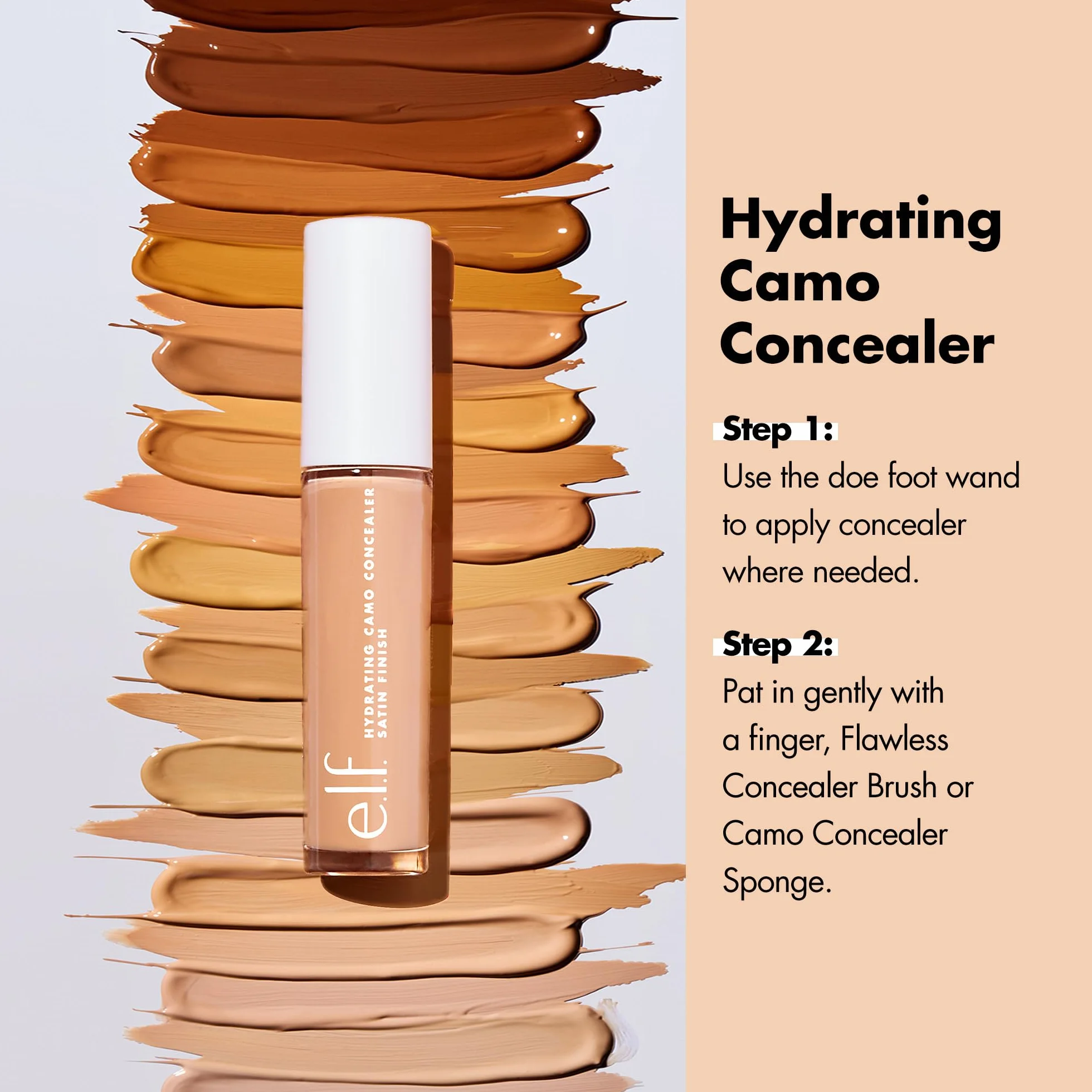 e.l.f. Correcteur de teint camouflage hydratant, finition satinée, chaud (6 ml)