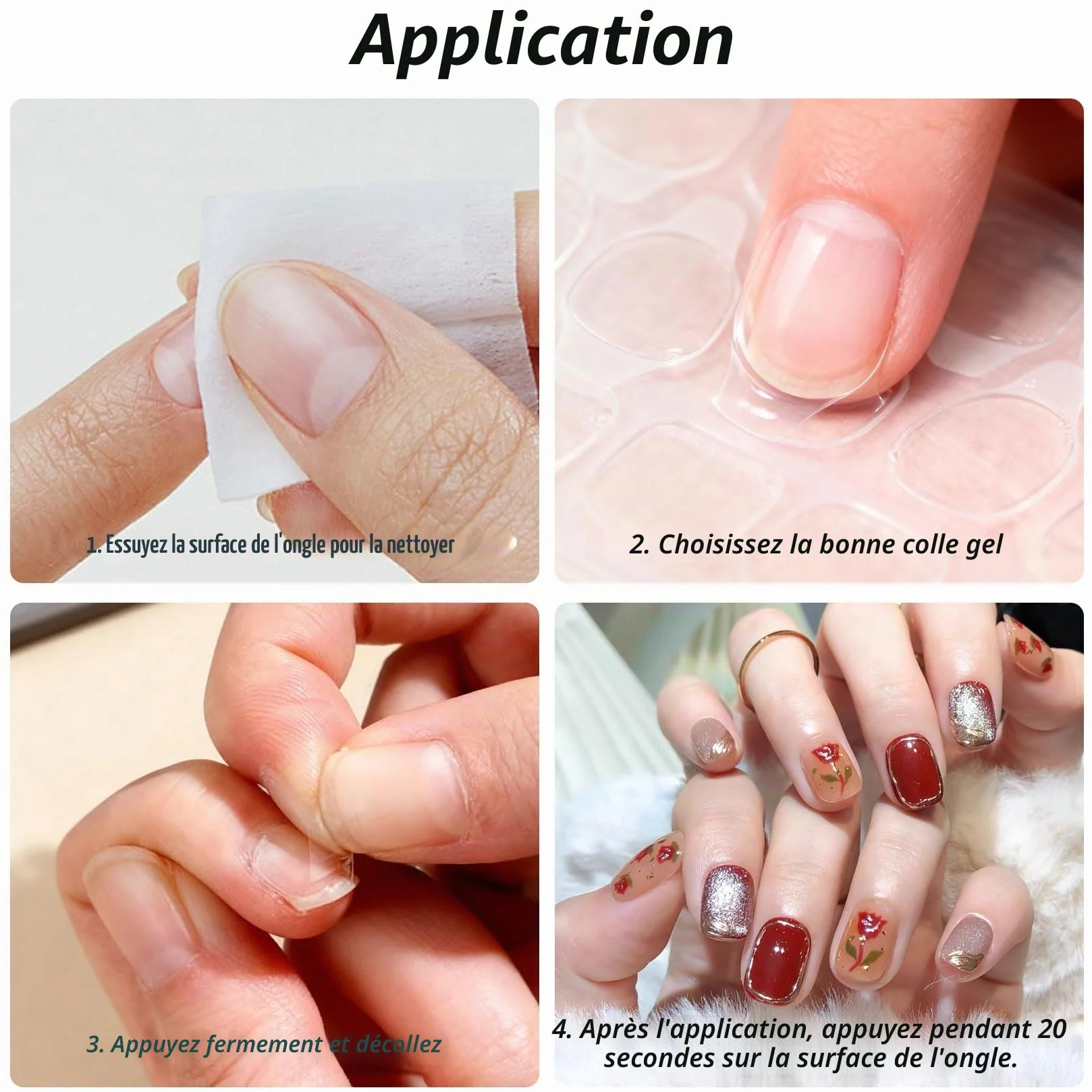 Tampons Colle Faux Ongles Autocollants Adhésifs 600 Pièces Transparents pour Nail Art