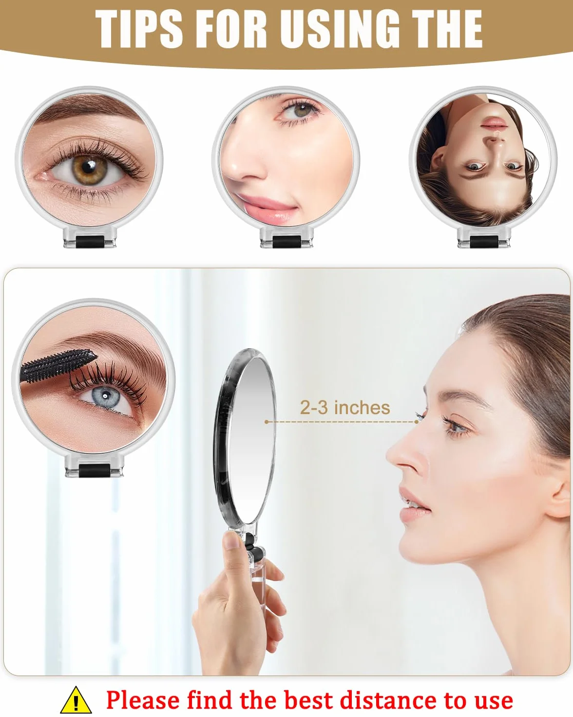 Miroir Grossissant 30X Double Face 1X/30X avec Poignée Pliable 360° Miroir de Maquillage Portable