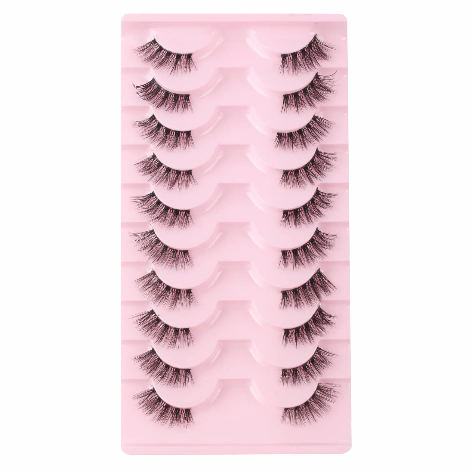 Demi Faux Cils Bande Transparente 3D Naturel 10 Paires Cat Eye Half Lashes Coin Cils Oeil de Chat