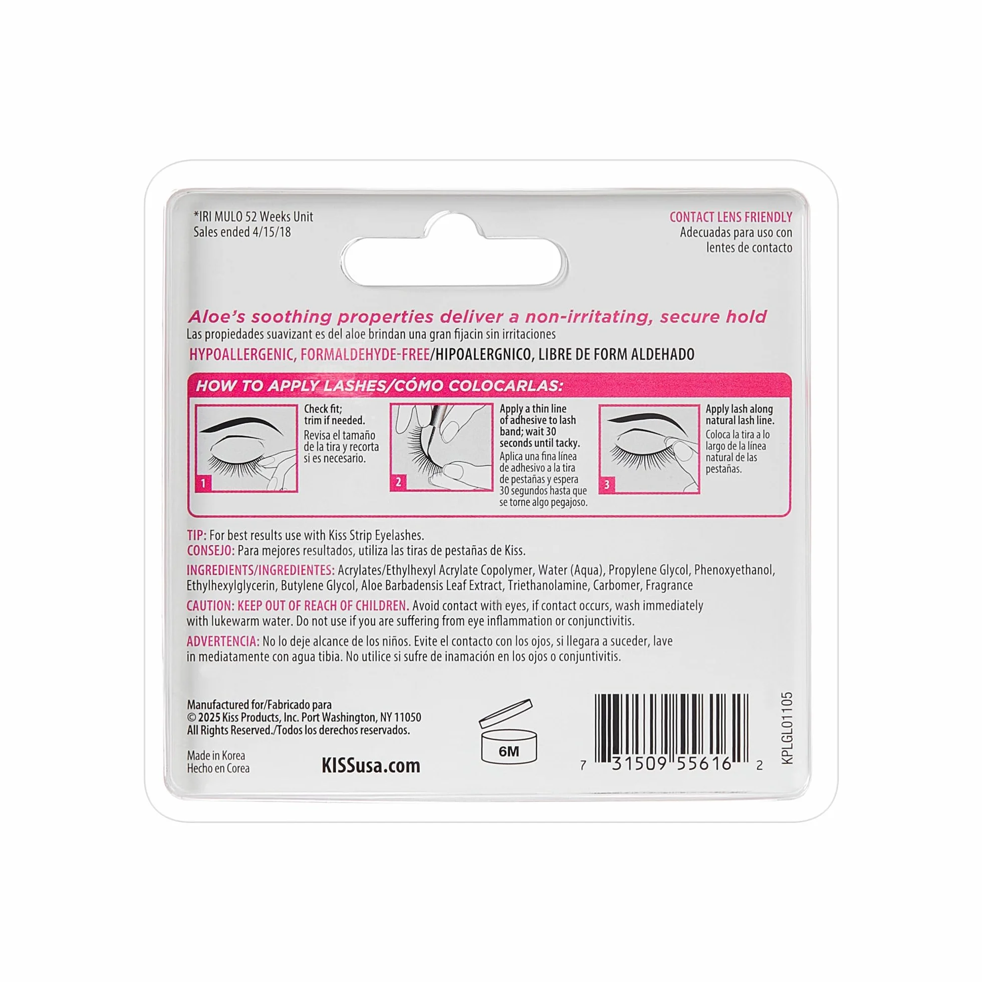 KISS Lash Glue Clear 5 g Colle faux cils transparente waterproof sans latex