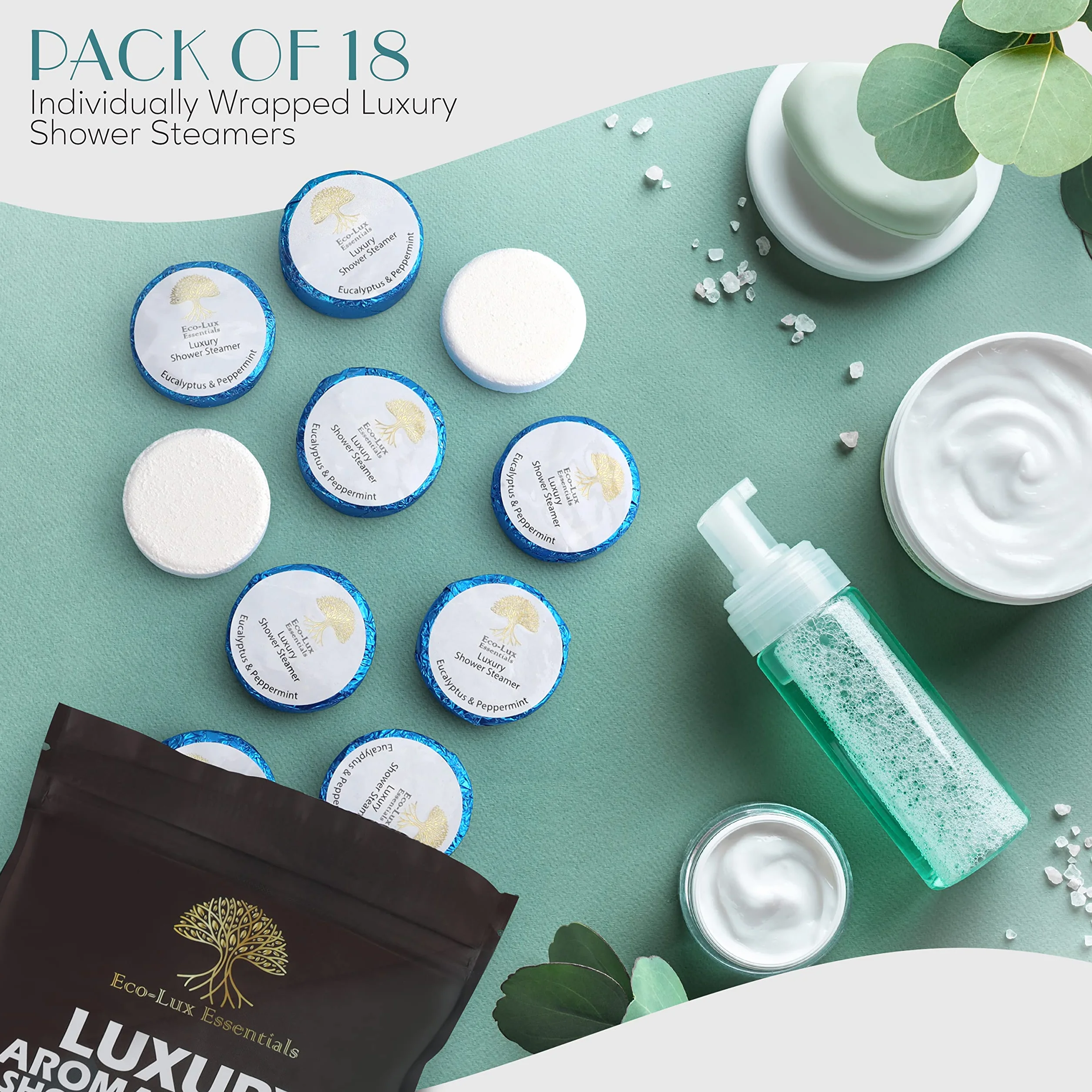 Lot de 18 bombes de douche Vapeur de luxe huiles essentielles eucalyptus menthe poivrée aromathérapie menthol cadeaux