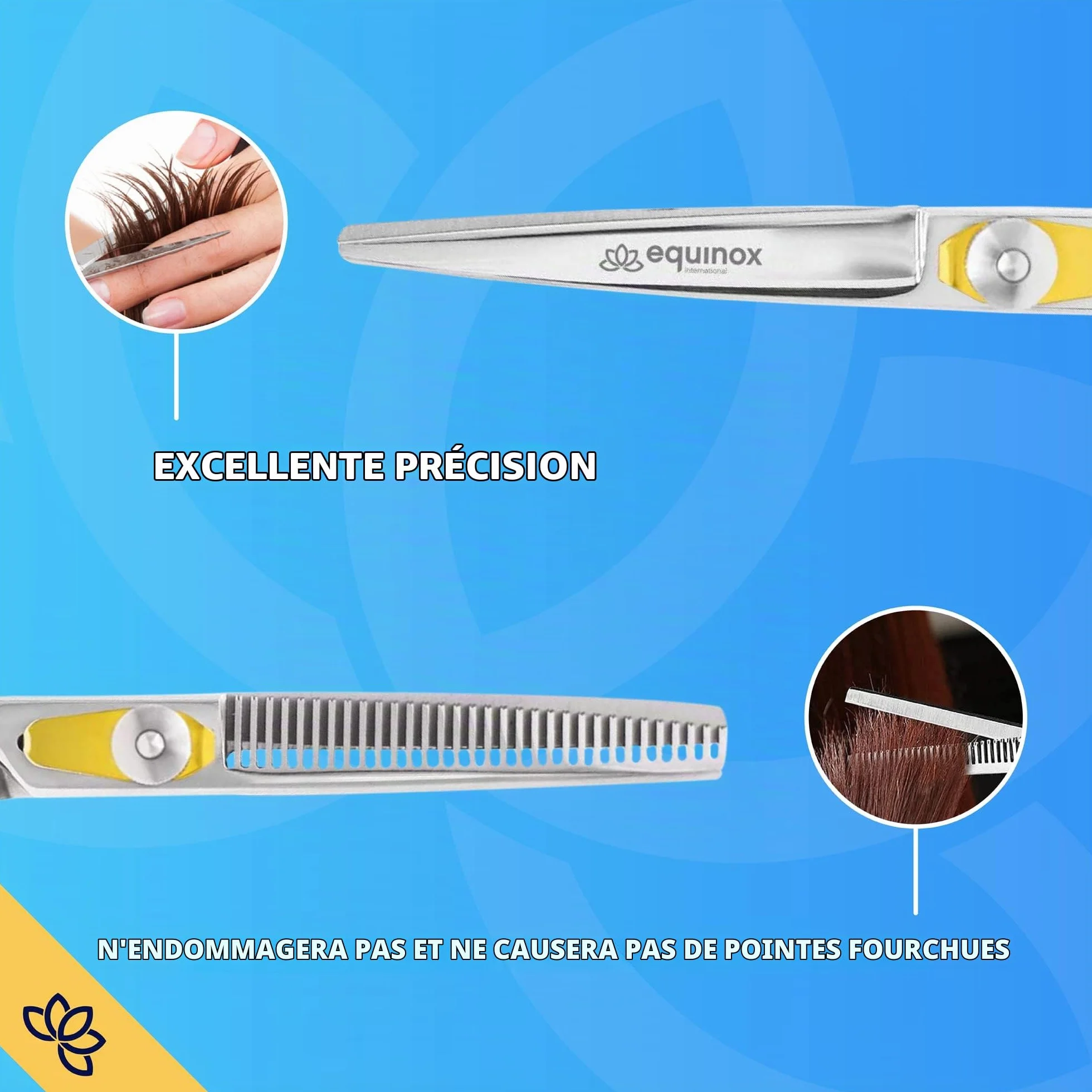 Equinox International Egde Series Ciseaux de coiffeur et barbier en acier inoxydable japonais, longueur 16,5 cm