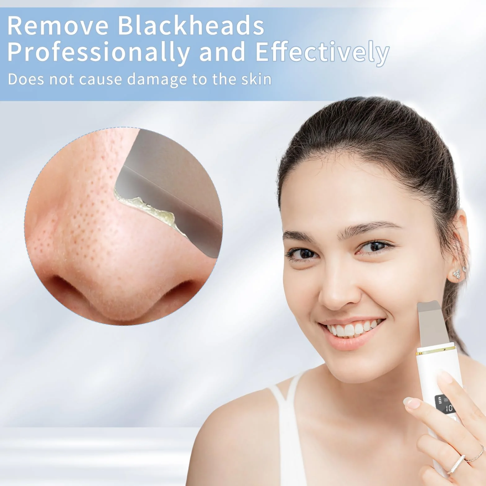 CARER SPARK Épurateur de Peau, Epurateur Ultrasonique Visage avec 4 modes, Spatule pour la peau Vibration Peeling Appareil de Nettoyage Pore et Point Noirs