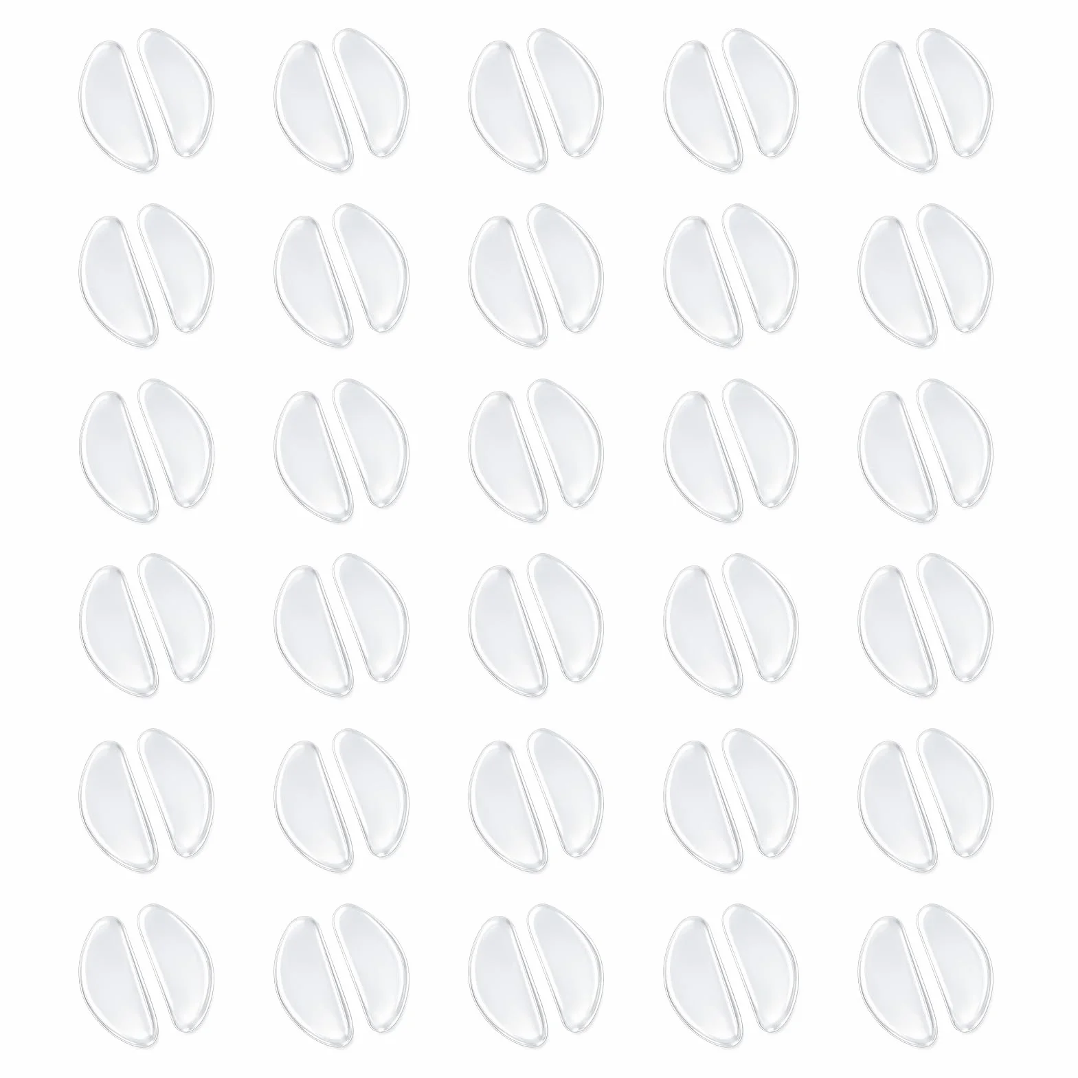 Coussinet Lunettes Nez Silicone Autocollant D-Type 30 Paires Transparent Anti-Glissement Anti-Maquillage