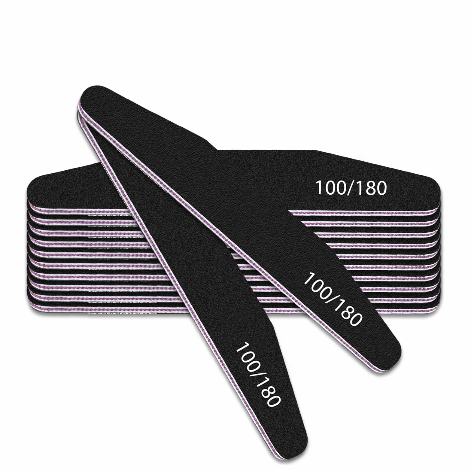 Lime à Ongles Professionnelle 100/180 Double Face 10pces Lavable Réutilisable Noir