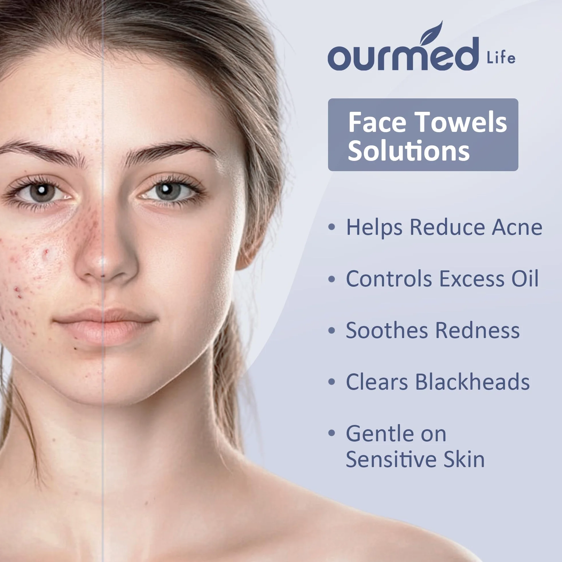 Ourmed Life Serviettes Visage Biologiques Jetables Lingettes Démaquillantes 100 unité