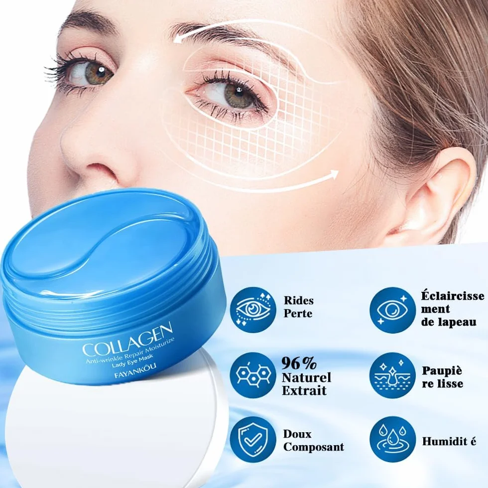 Patchs Yeux au Collagène Masque Hydratant Anti Cernes Poches Contour des Yeux