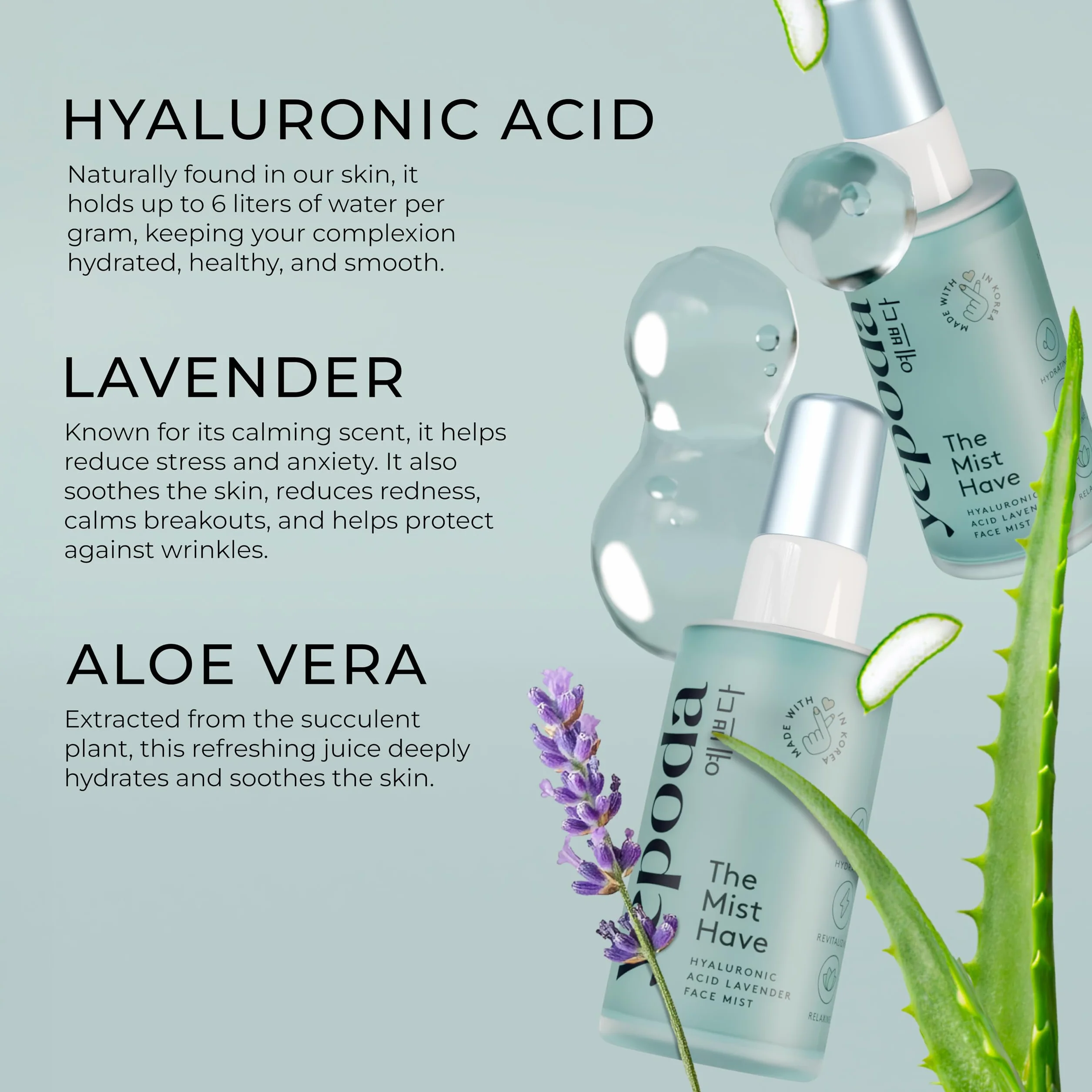 Yepoda Brume tonique hydratante pour le visage K-Beauty végane 50 ml