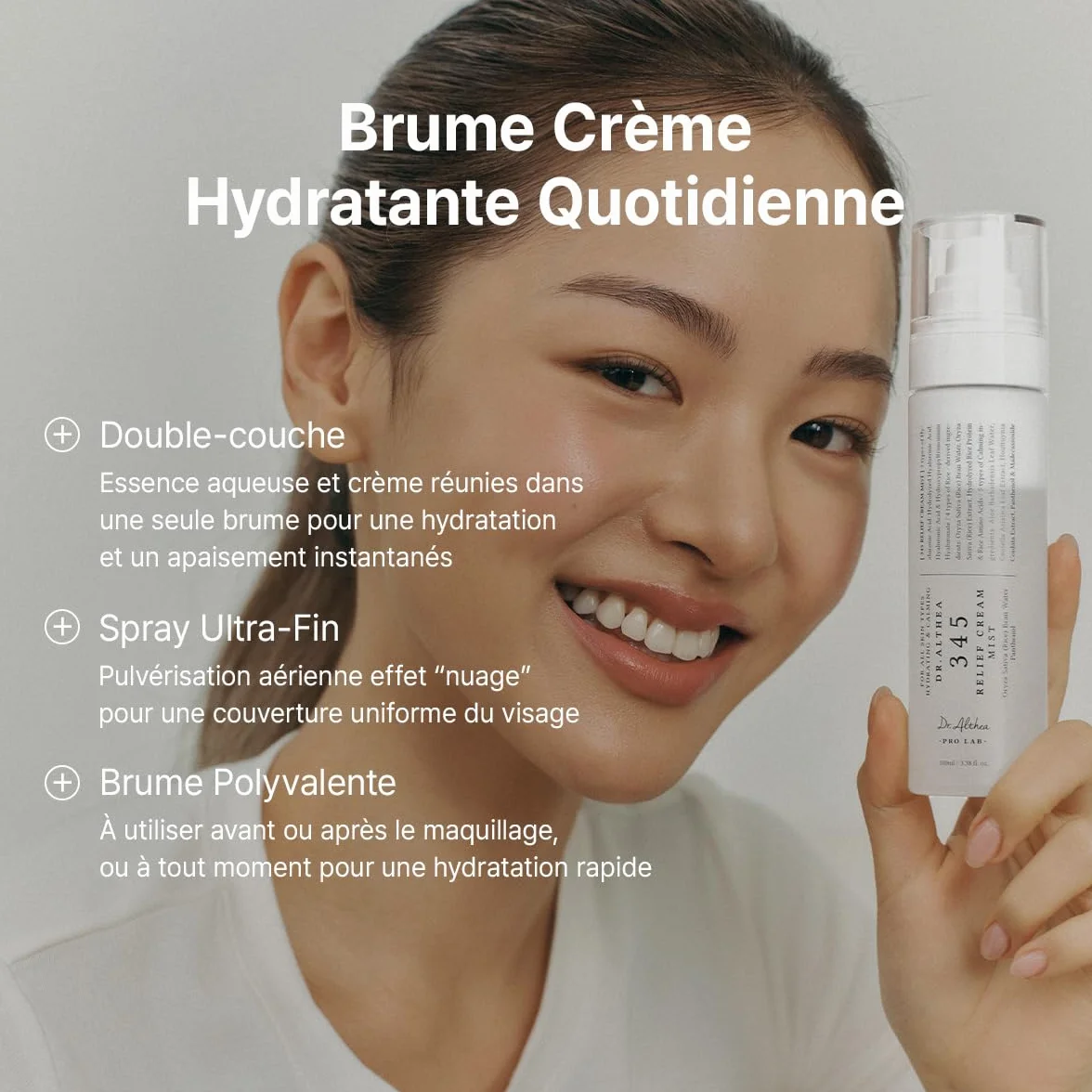 Dr.Althea 345 Relief Cream Mist | Brume Visage Hydratante à l’Extrait de Riz | Soin Apaisant pour Peaux Sensibles | Cosmétique Coréenne Vegan, 100ml