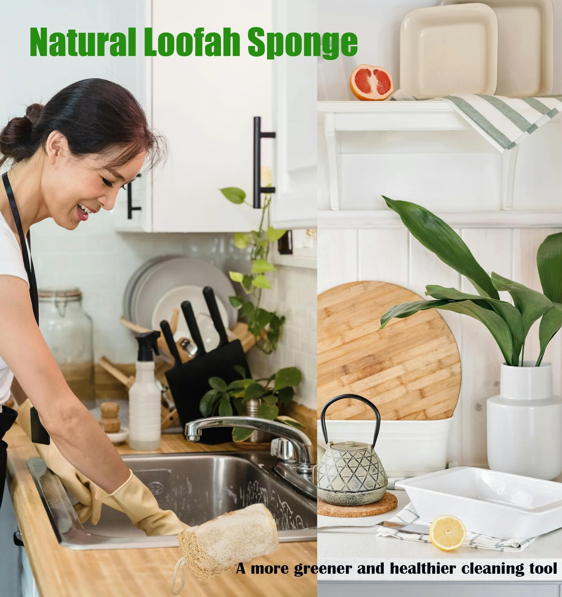 Lot de 2 éponges exfoliantes naturelles cuisine salle de bain compressées