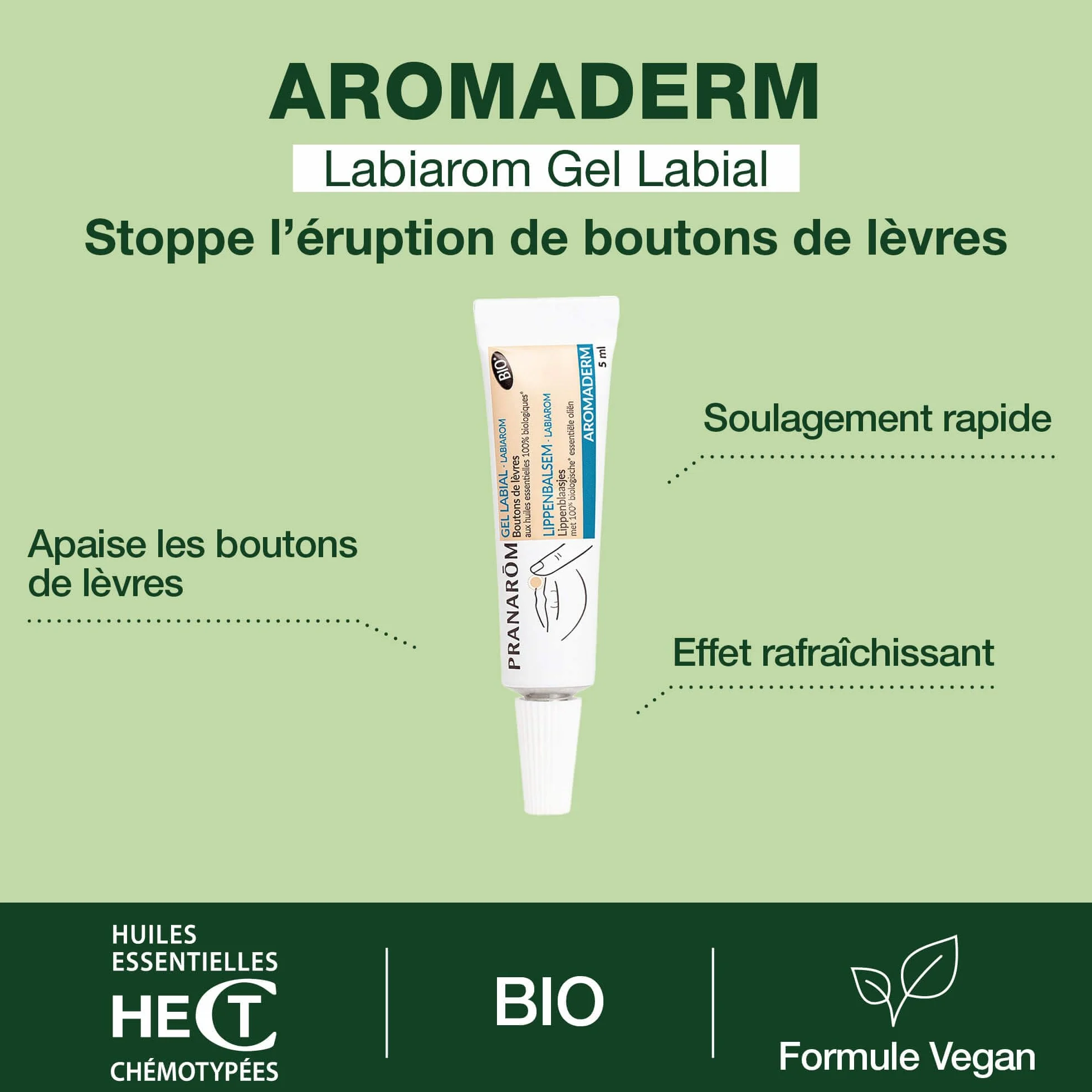 PRANARÔM Gel Labial BIO Boutons de Lèvres Huiles Essentielles 5 ml